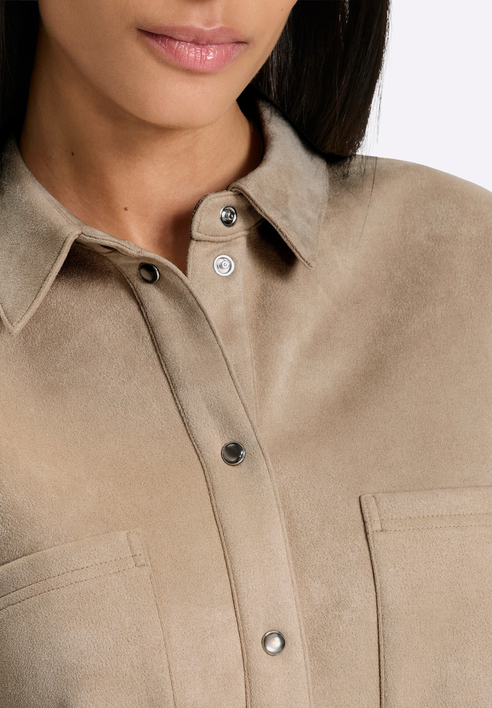 heine Klassische Bluse »Lederimitat-Bluse Hemdbluse aus Veloursleder-Imitat«
