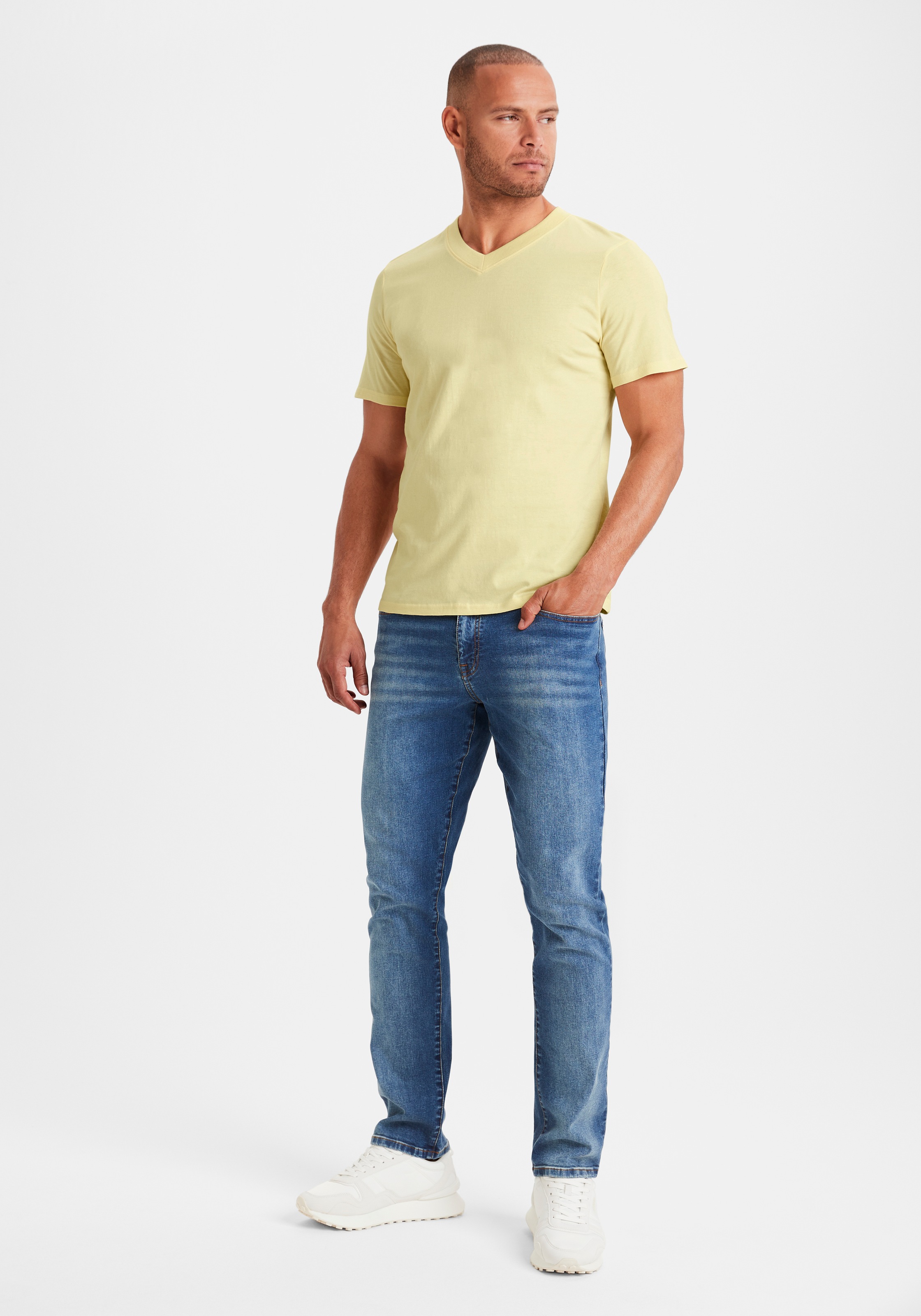 KangaROOS T-Shirt »Regular Fit,«, (2er-Pack), Freizeitshirt mit Kurzarm, V-Ausschnitt aus reine Baumwolle