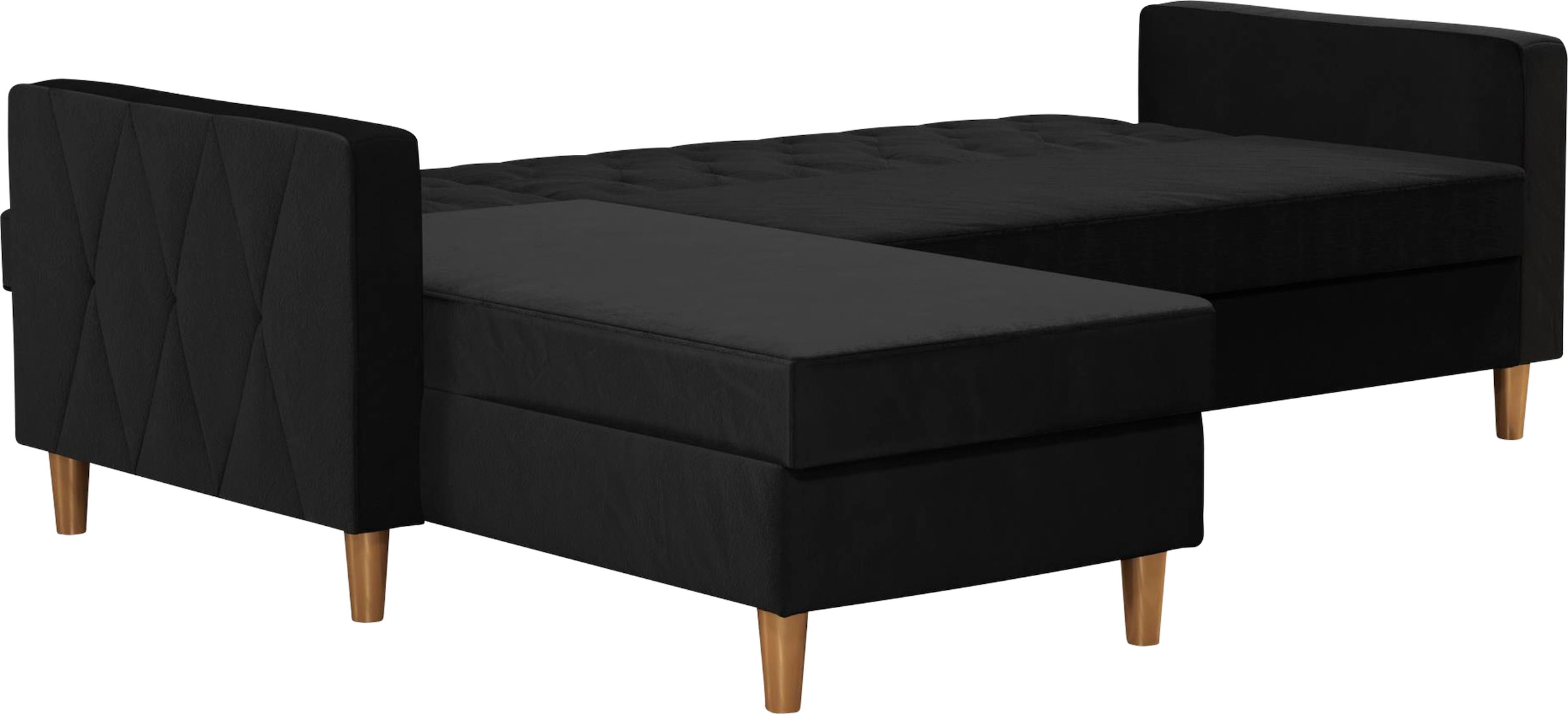 Cosmo Living Ecksofa »Liberty«, mit Schlafffunktion, Recamiere mit Stauraum beidseitig montierbar