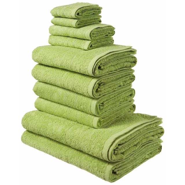 my home Handtuch Set »Inga, Handtücher mit feiner Bordüre,«, Set, 10 tlg.,  Walkfrottee, Duschtücher, Handtücher, Gästetücher, Seiftücher aus 100%  Baumwolle online kaufen