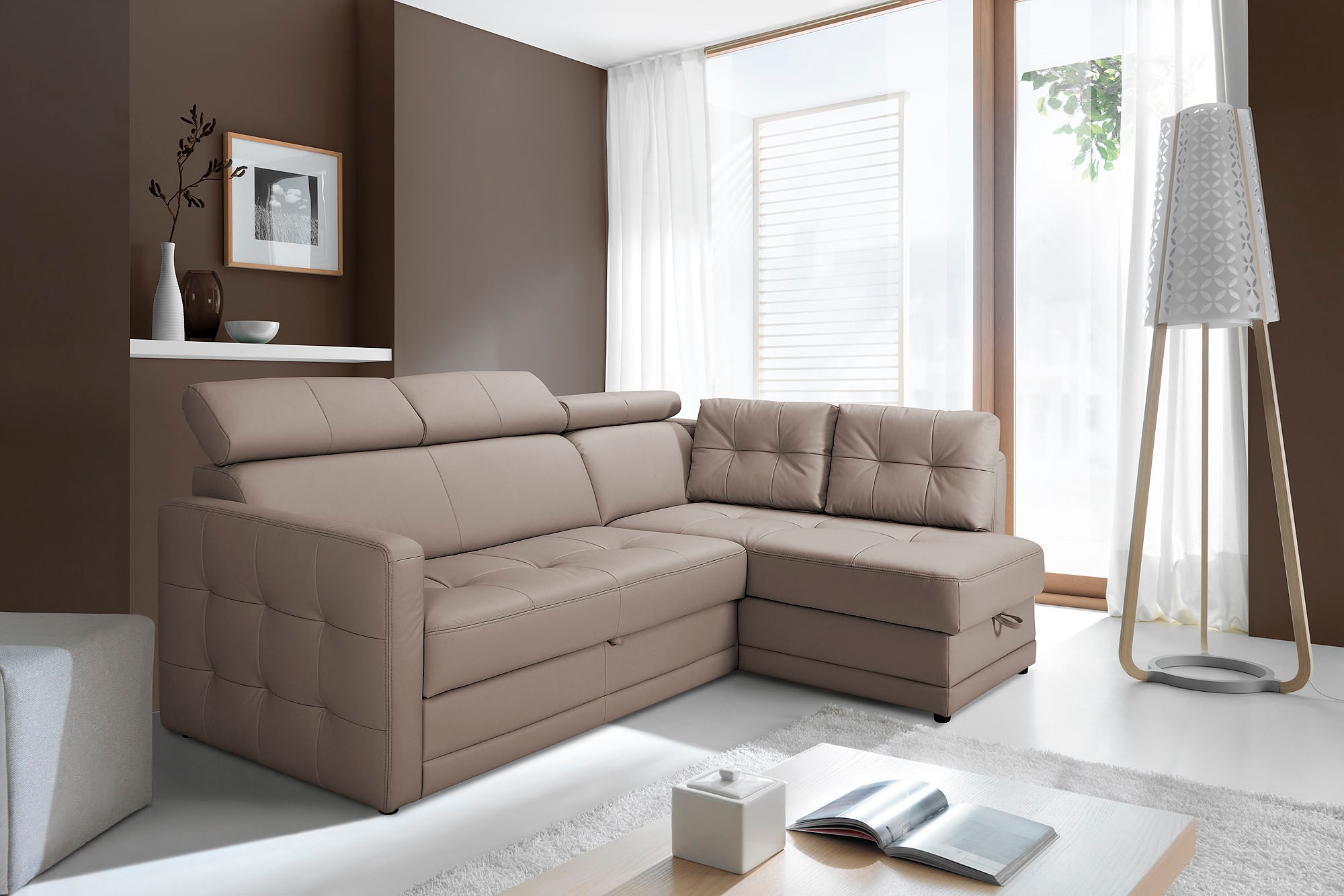 exxpo - sofa fashion Ecksofa »Arles, bequeme Federkernunterfederung, OTTOs Choice, L-Form«, wahlweise mit Bettfunktion und Bettkasten, inkl. Kopfteilverstellung