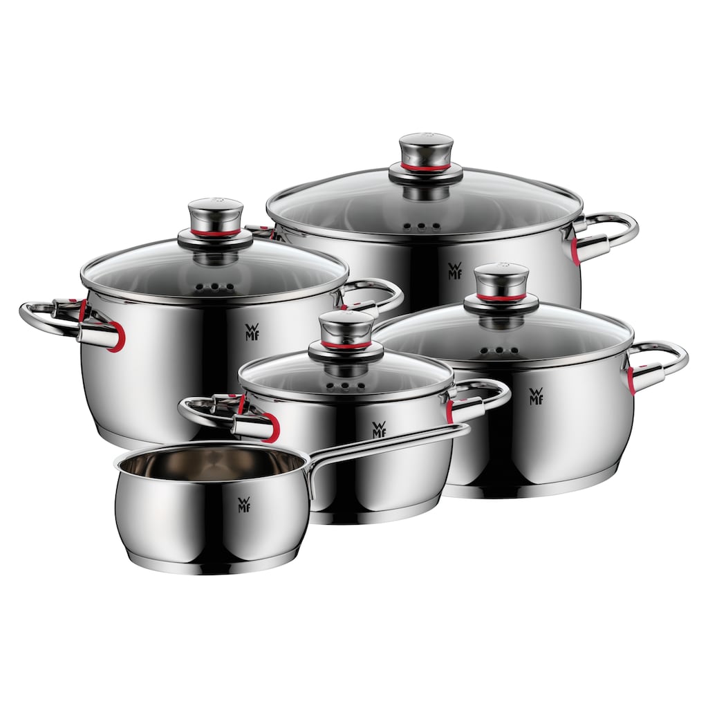 WMF Topf-Set »Quality One«, Cromargan® Edelstahl Rostfrei 18/10, (Set, 5 tlg., Bratentopf Ø 20 cm, Fleischtopf Ø 16/20/24 cm, Stielkasserolle Ø 16 cm)