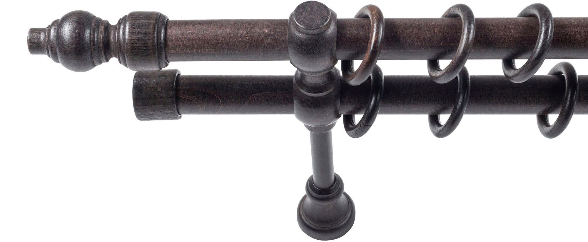 SN DECO GROUP Gardinenstange »Filigrano« 2 läufig-läufig Fixmaß 28 mm, Holz, verschiedene Längen und Farben, Komplettset