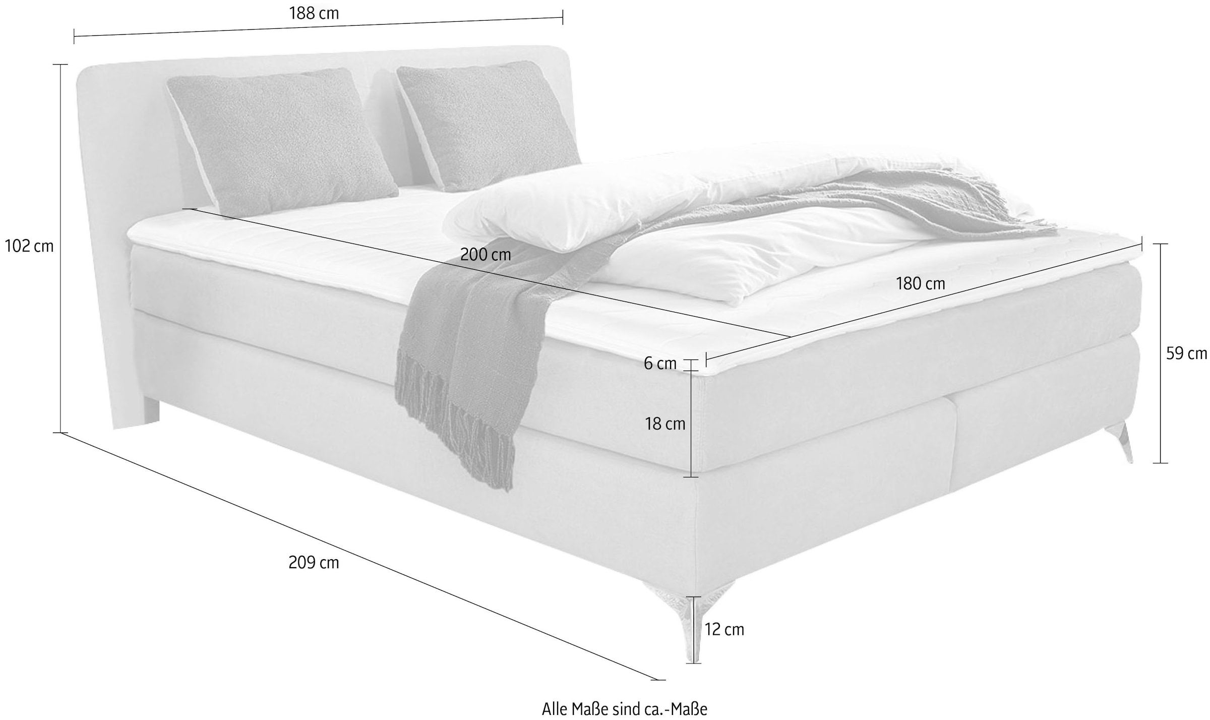 Jockenhöfer Gruppe Boxbett »"Elfie" Topseller, inkl. Topper«, erhältlich in den Breiten 90,140 & 180cm und diversen Farbvarianten
