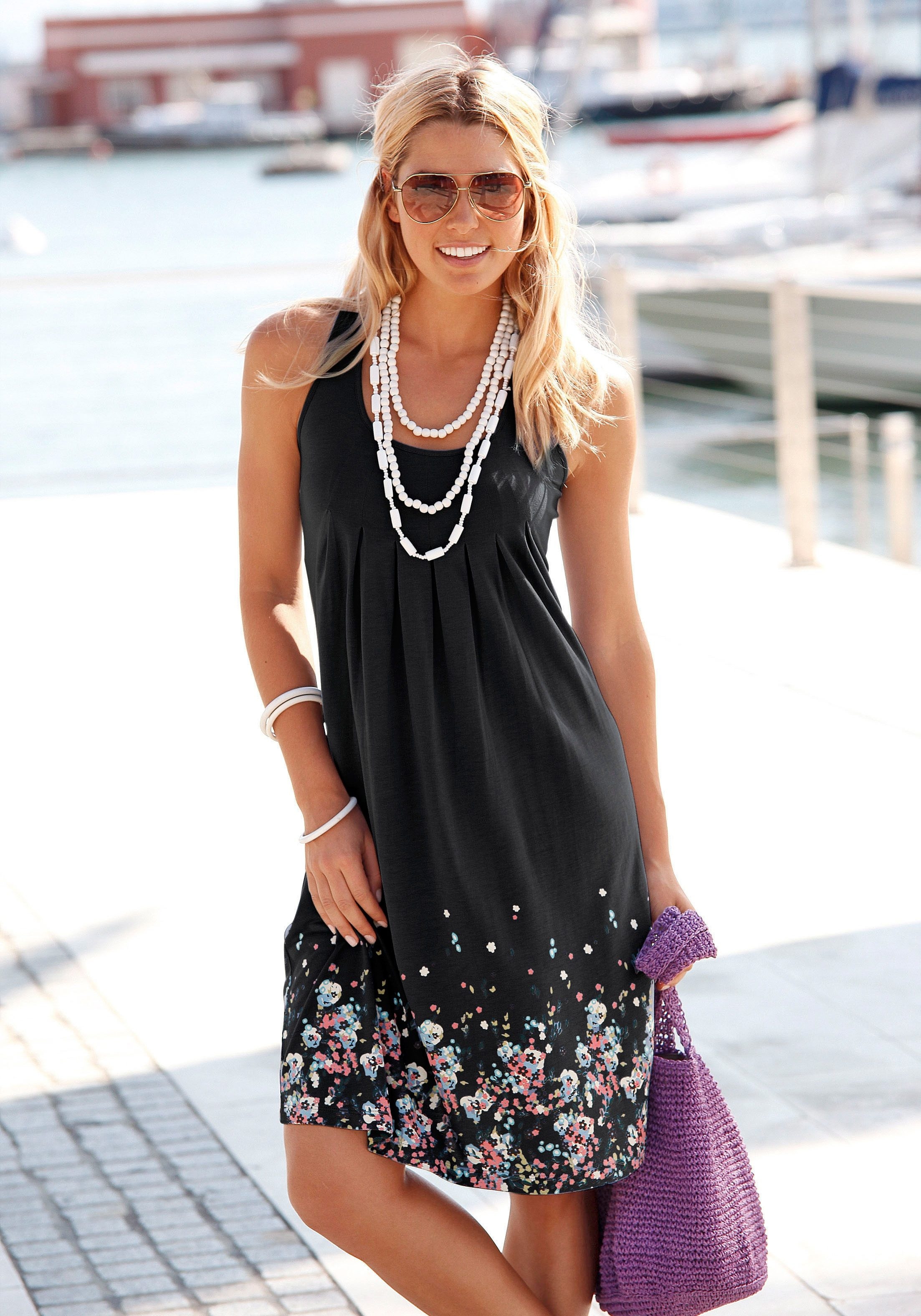 bequem Blumenprint mit bestellen Beachtime Strandkleid,