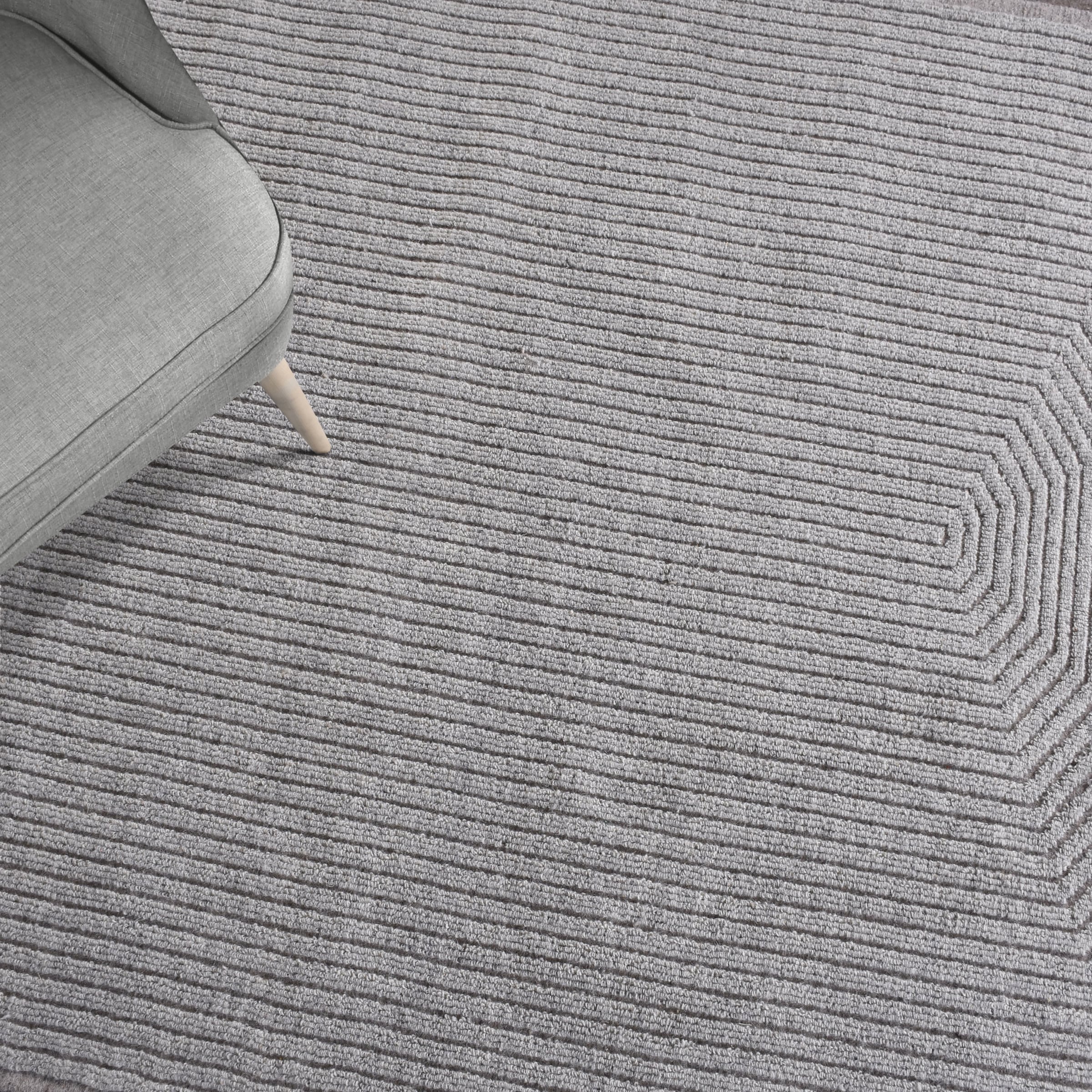 my home Wollteppich »Sola«, rechteckig, 12 mm Höhe, Hoch-Tief-Struktur, Handgearbeitet,Wohnzimmer, Schlafzimmer, Esszimmer