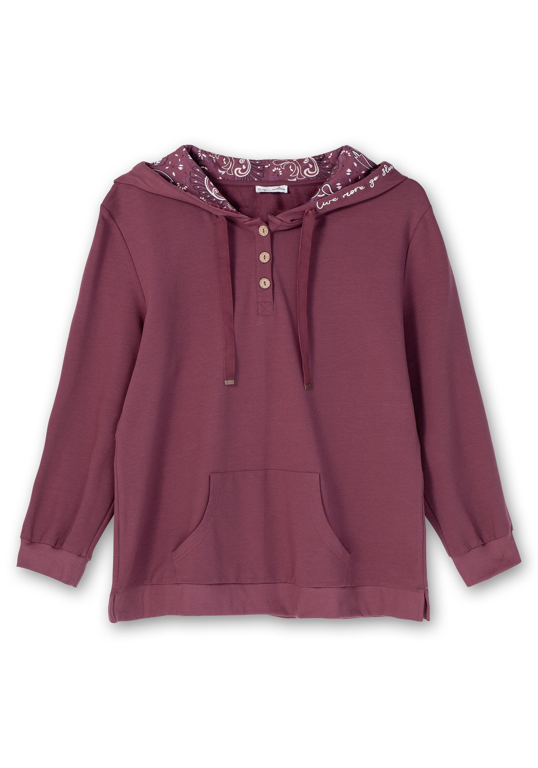 Sheego Kapuzensweatshirt »Kapuzensweatshirt mit Knopfleiste und Kängurutaschen«, mit Knopfleiste und Kängurutaschen