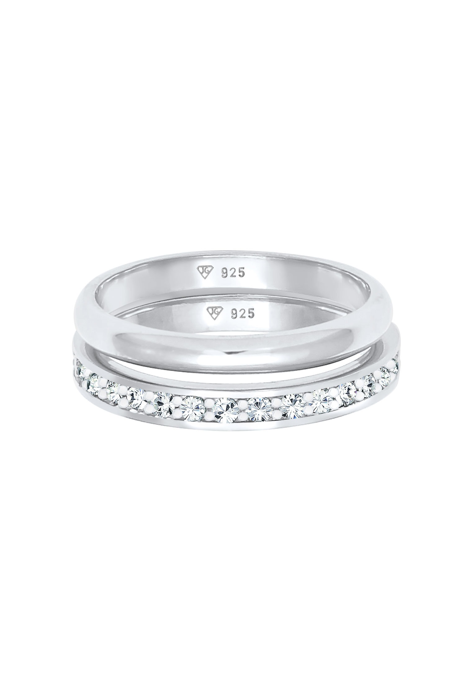 Elli Ring-Set »Ring Kristalle Memoire Bandring Basic (2 tlg.) 925 Sterling Silber«