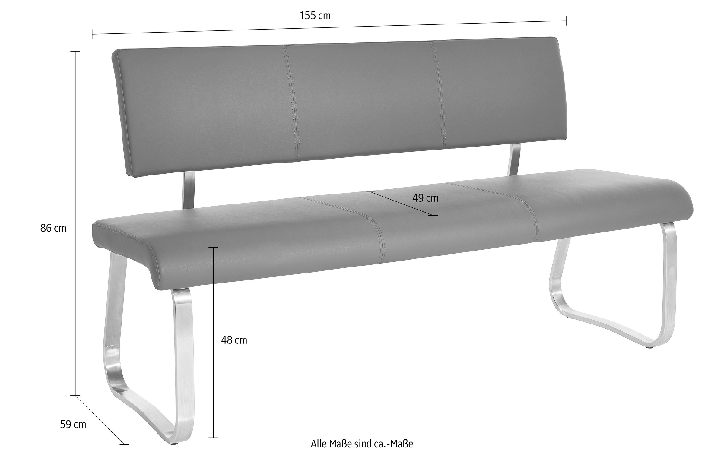 MCA furniture Polsterbank »Arco«, belastbar bis 280 Kg, Echtleder, in  verschiedenen Breiten bequem kaufen