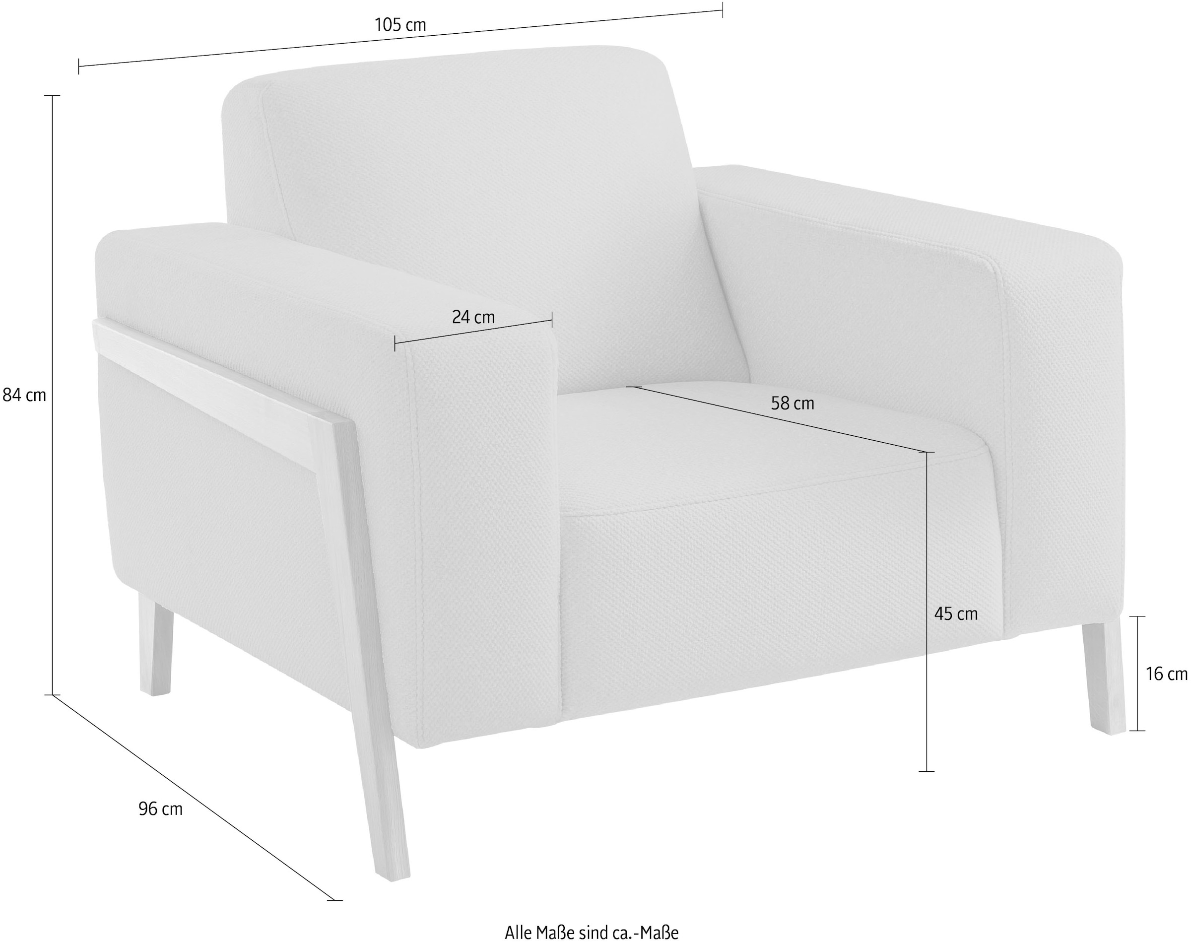 exxpo - sofa fashion Sessel »Starr, Loungesessel«, im Scandinavian Design, mit Massive Holzfüße, frei im Raum stellbar