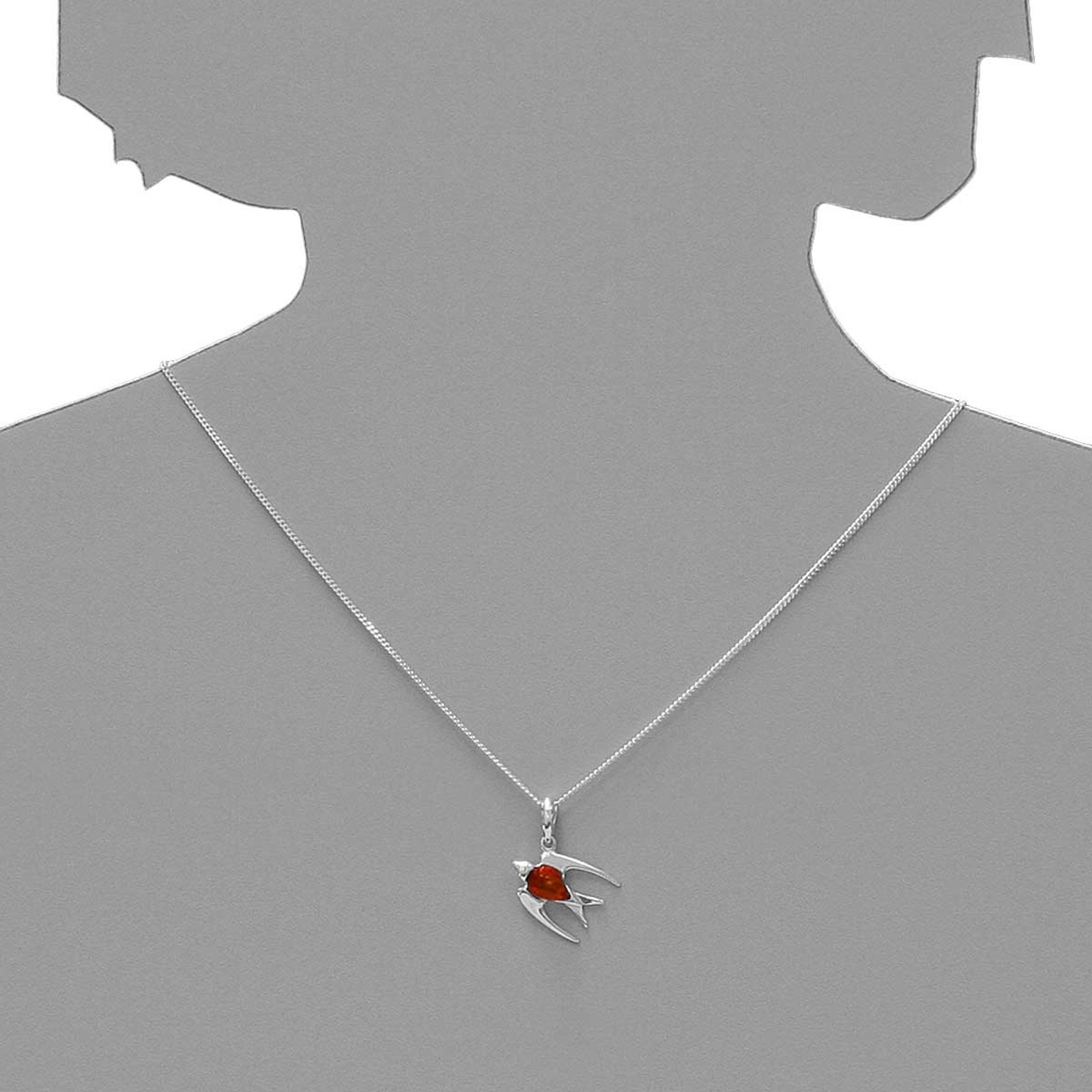 OSTSEE-SCHMUCK Kette und Anhänger Set »- Schwalbe - Silber 925/000 - Bernstein«