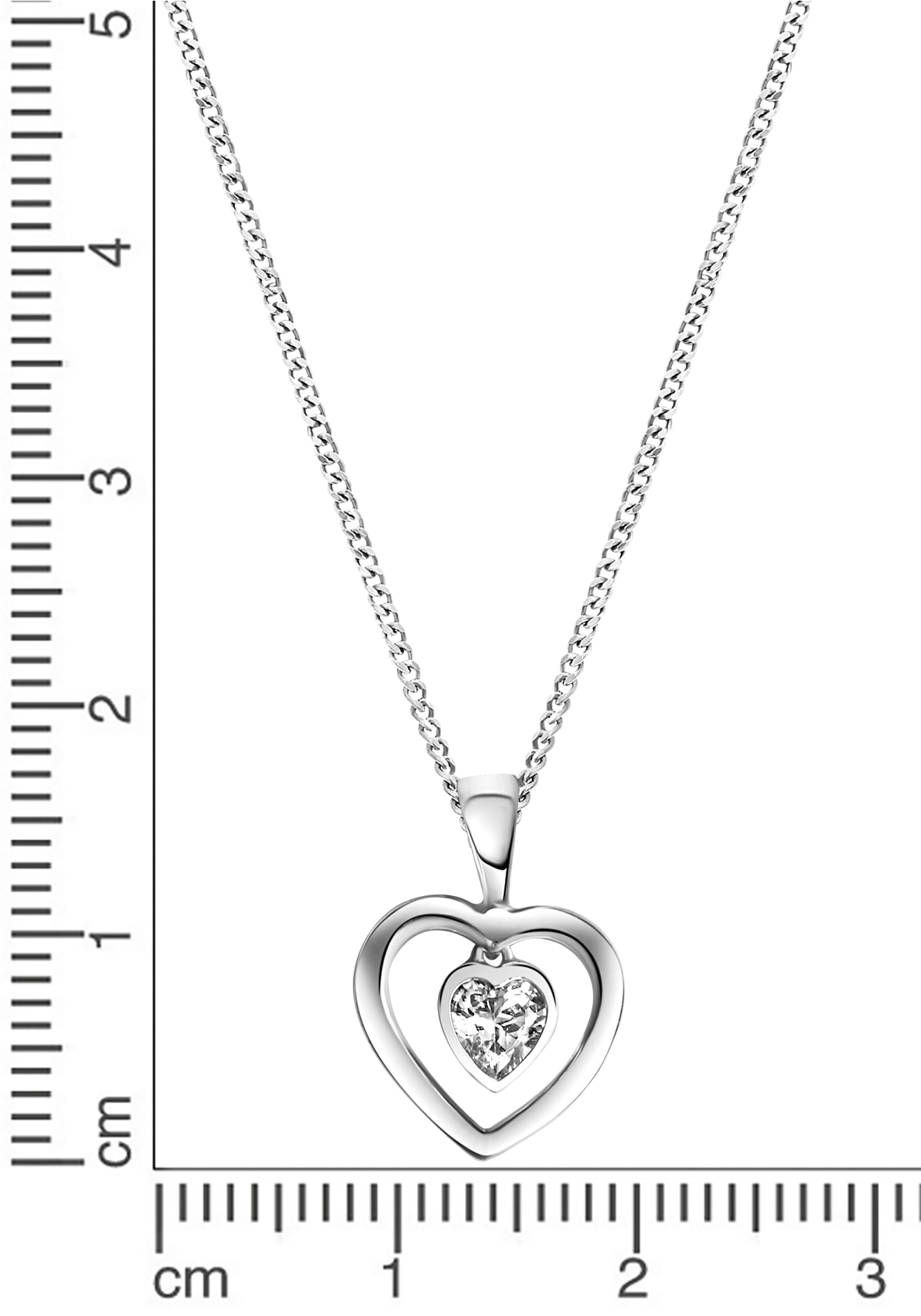 Firetti Kette mit Anhänger »Schmuck Geschenk Silber 925 Halsschmuck Halskette Panzerkette Herz« mit Zirkonia (synth.)