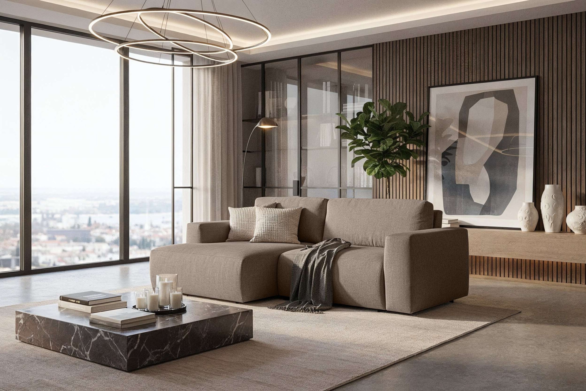 Home affaire Schlafsofa »Noord Schlafecksofa, Breite 250 cm« Cord, Struktur, Webstoff, mit Wellenunterfederung, Massivholzrahmen