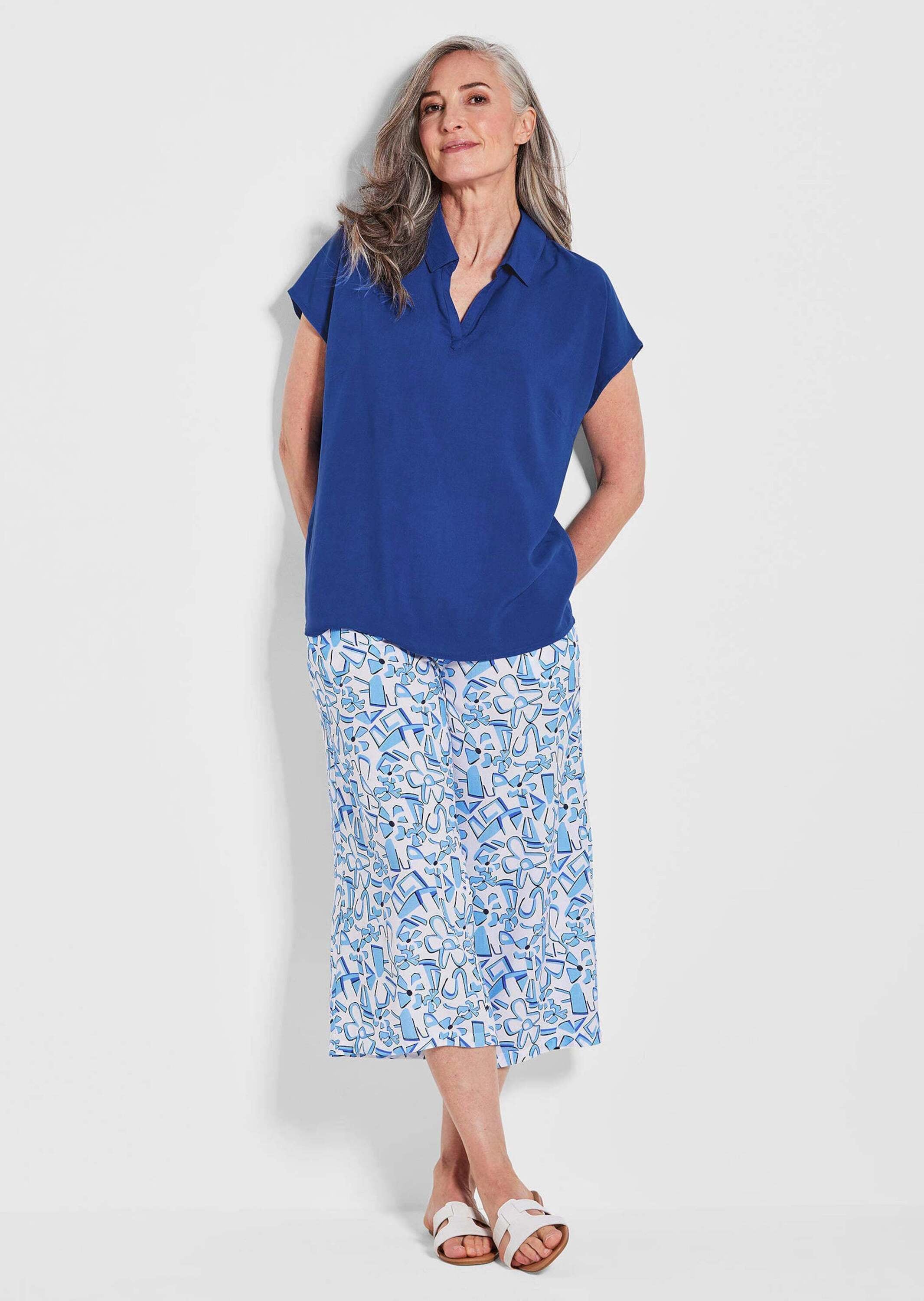 GOLDNER Klassische Bluse »Uni Bluse mit Hemdkragen« superangenhme fliessende Viskose