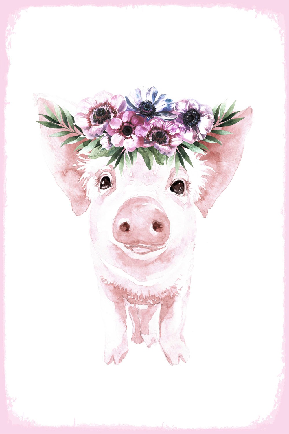 queence Metallbild »Galina«, Blumen-Schwein-Tiere, (1 St.), Stahlschilder