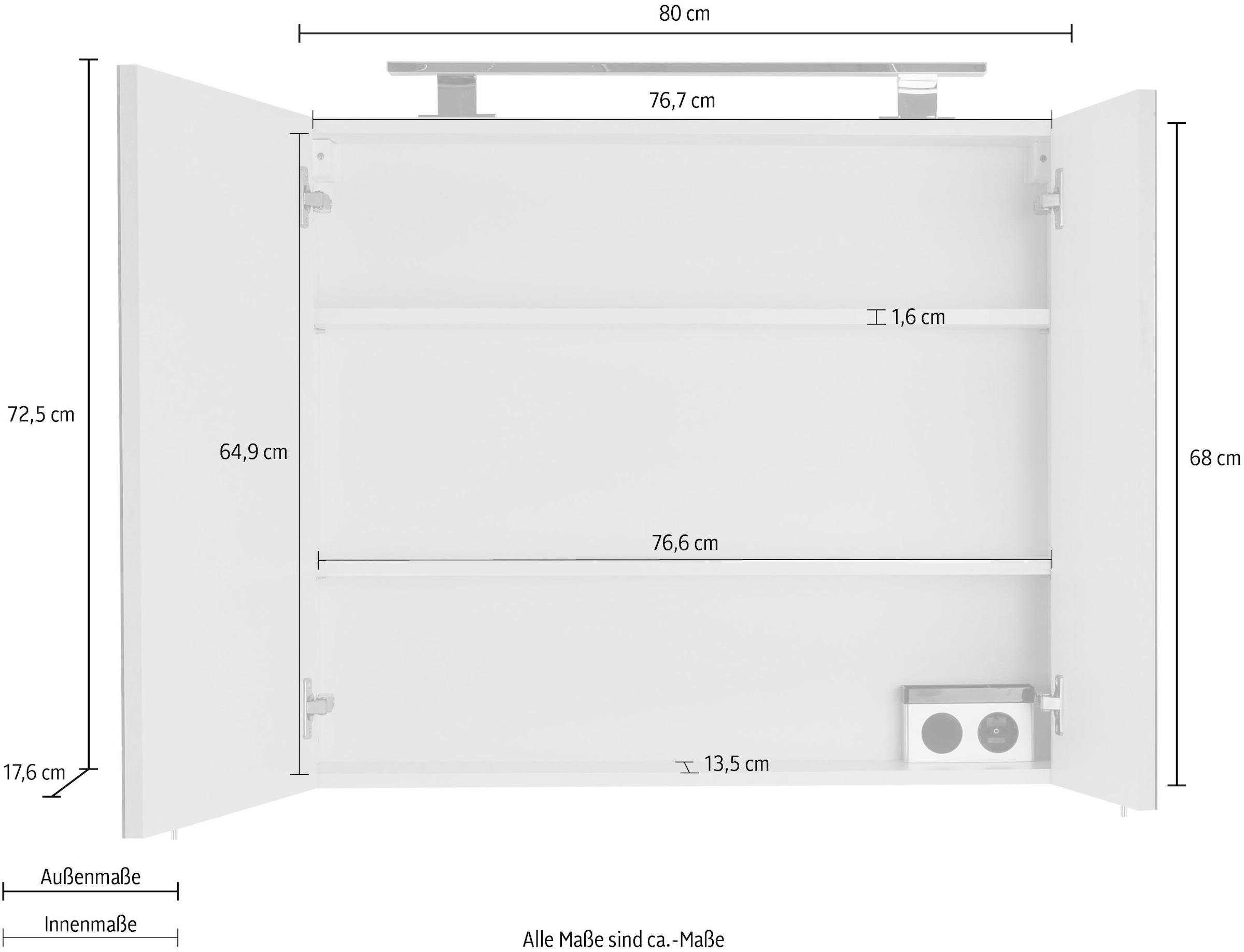 OPTIFIT Spiegelschrank »Mino«, Breite 80 cm