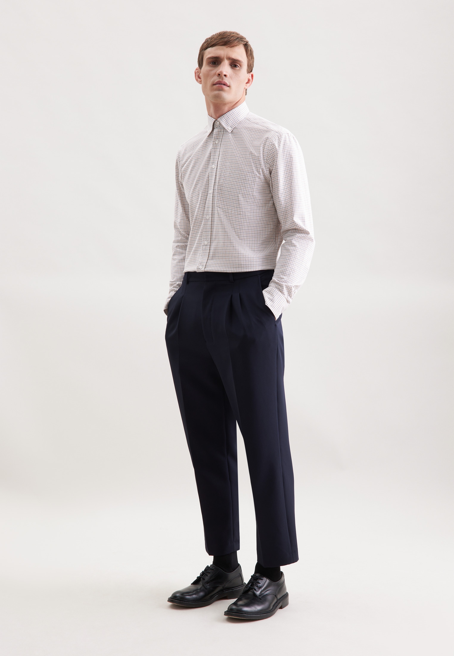 seidensticker Flanellhemd »Schwarze Rose« Regular 1/1 Button-Down-Kragen Karo