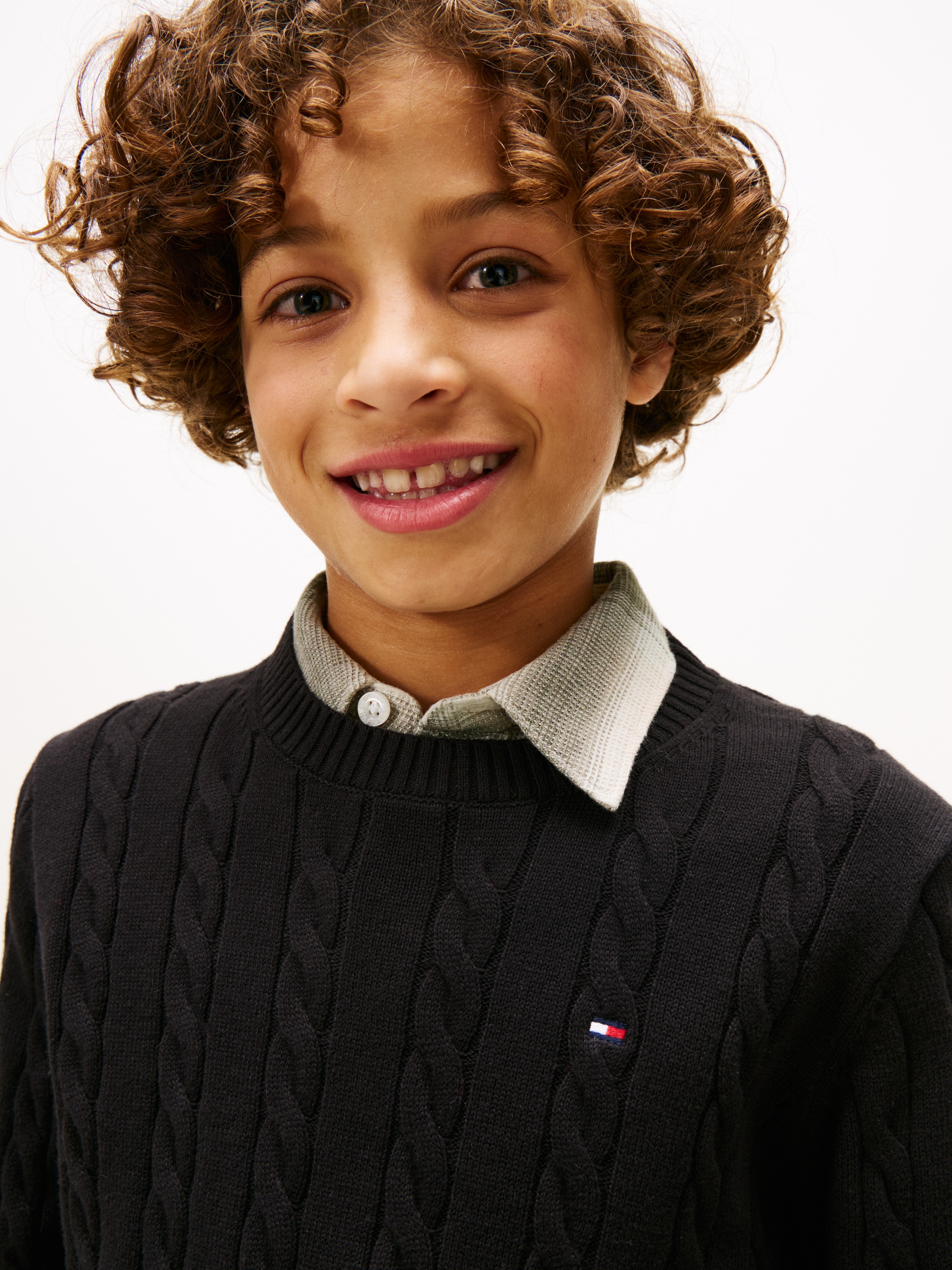 Tommy Hilfiger Strickpullover »COTTON CABLE SWEATER« für Kinder bis 16 Jahre, mit Zopfmuster