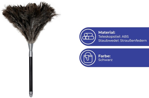Maximex Staubwedel »Straußenfeder Staub-Magnet«, Staubbesen mit 100% echten Straußenfedern, ausziehbarer Teleskopstiel