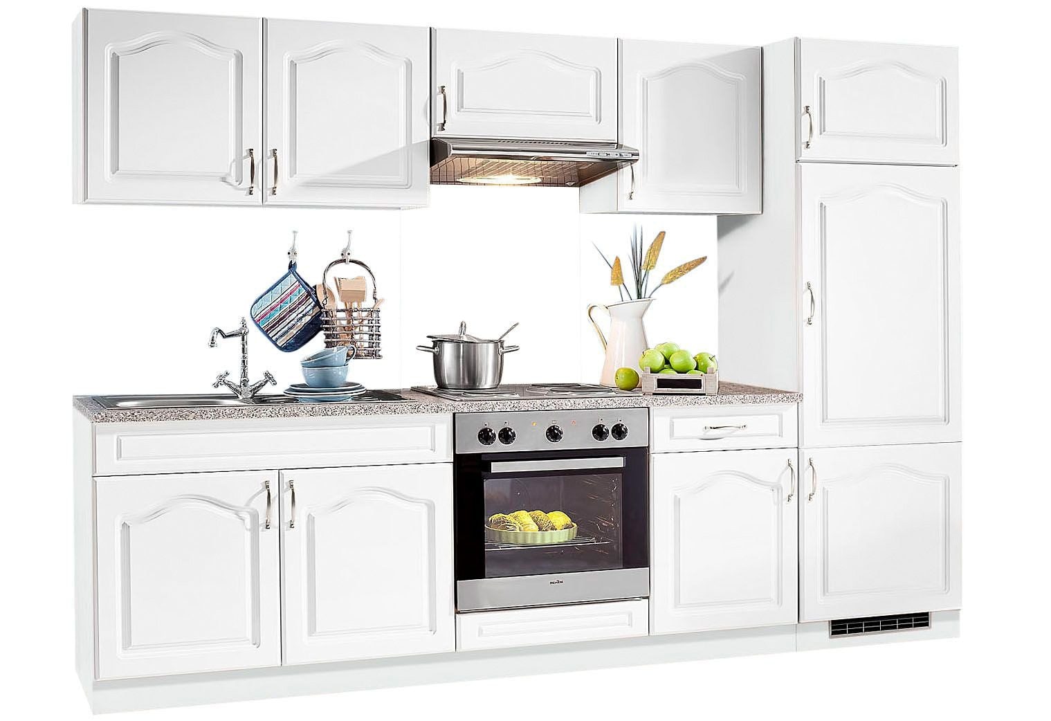 wiho Küchen Küchenzeile »Linz«, mit kaufen 270 cm, Breite E-Geräten, Edelstahl-Kochmulde bequem mit