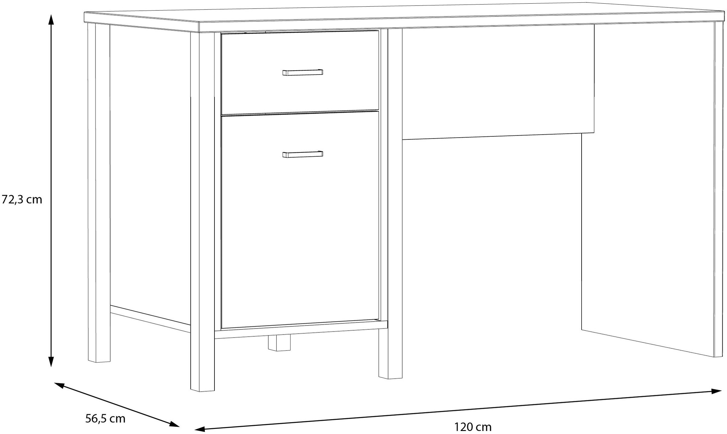 FORTE Schreibtisch »High Rock«, mit Tür & Schublade, Industrial-Look, Knieblende, Breite 120 cm