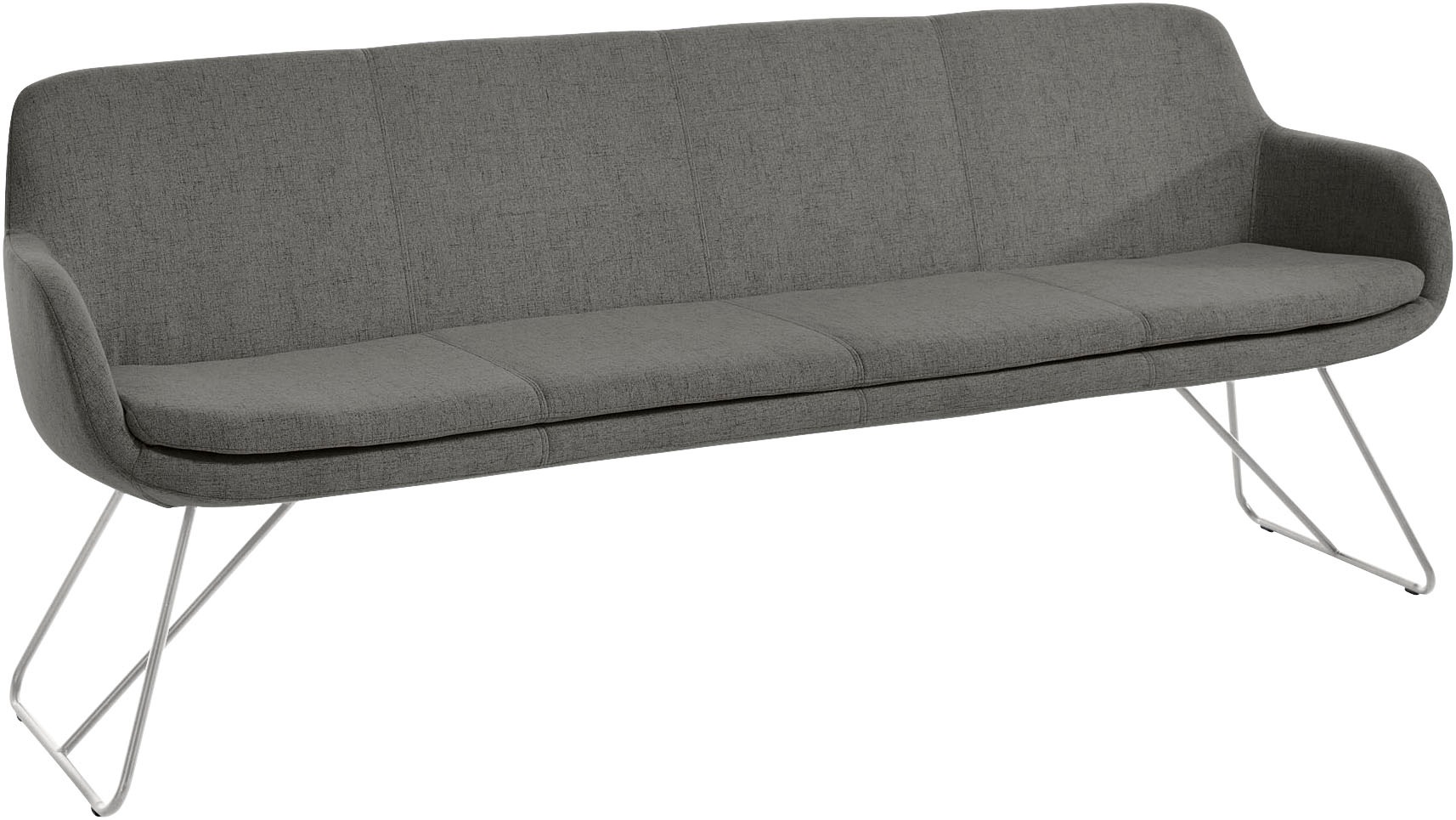 Musterring, Essbank »Tavia« Schlittengestell in drei Ausführungen, Breite 180, 200 oder 220 cm, grey + Edelstahl, 100% PES,