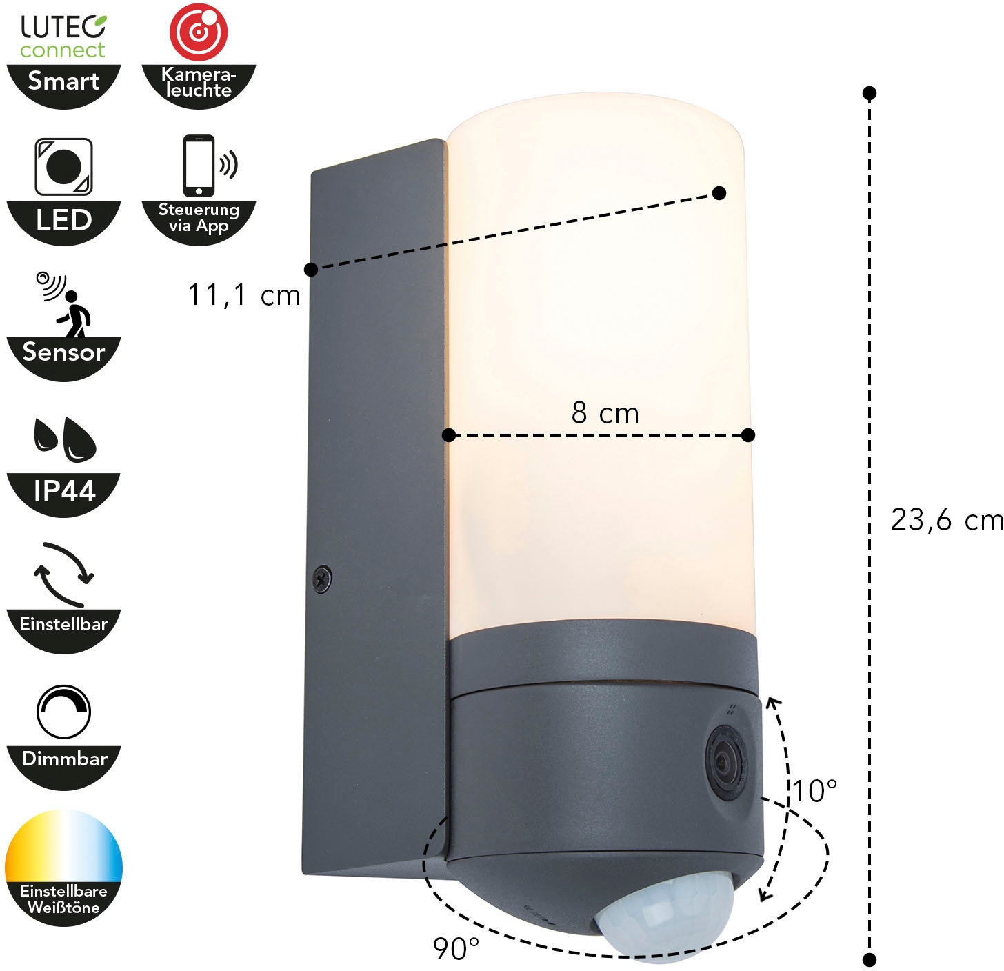 LUTEC Smarte LED-Leuchte »POLLUX«, mit Jahren XXL kaufen Kameraleuchte Smart-Home 3 | online Garantie
