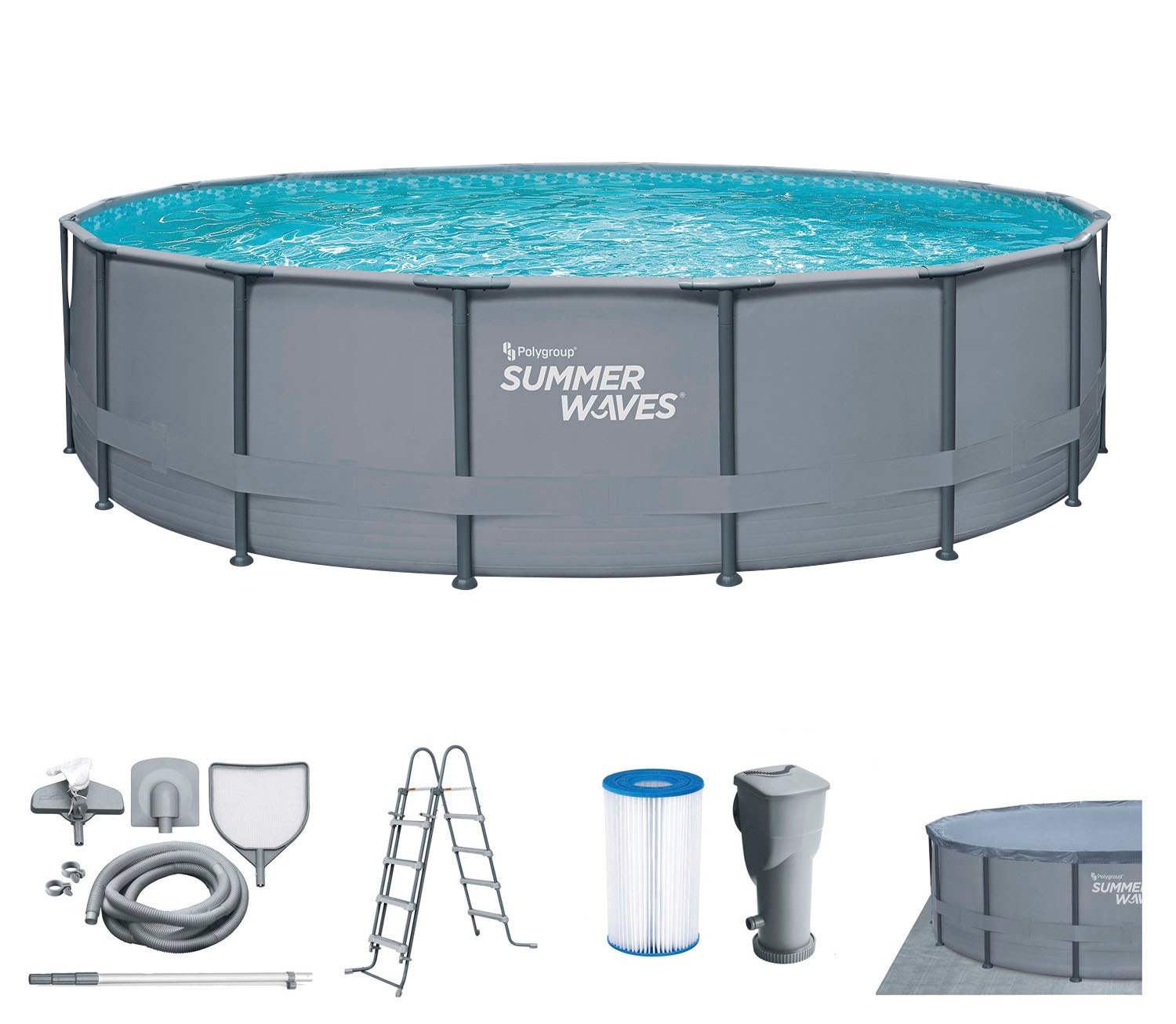 SummerWaves Framepool »Elite«, (Set, 7 tlg.), ØxH: 549x132 cm