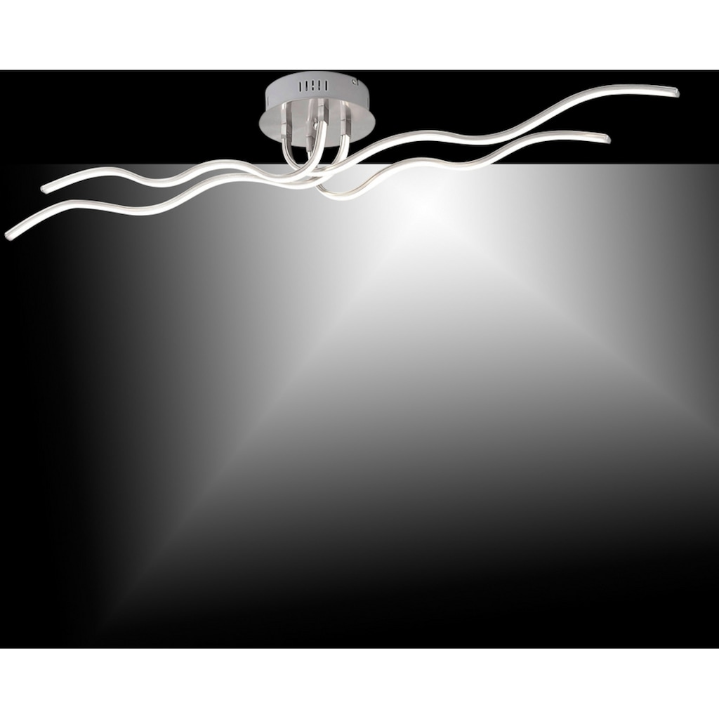 Leuchten Direkt Deckenleuchte »WAVE«, 4 flammig-flammig, inkl. festverbautem LED (3000 Kelvin), feste Arme (wellenförmig)