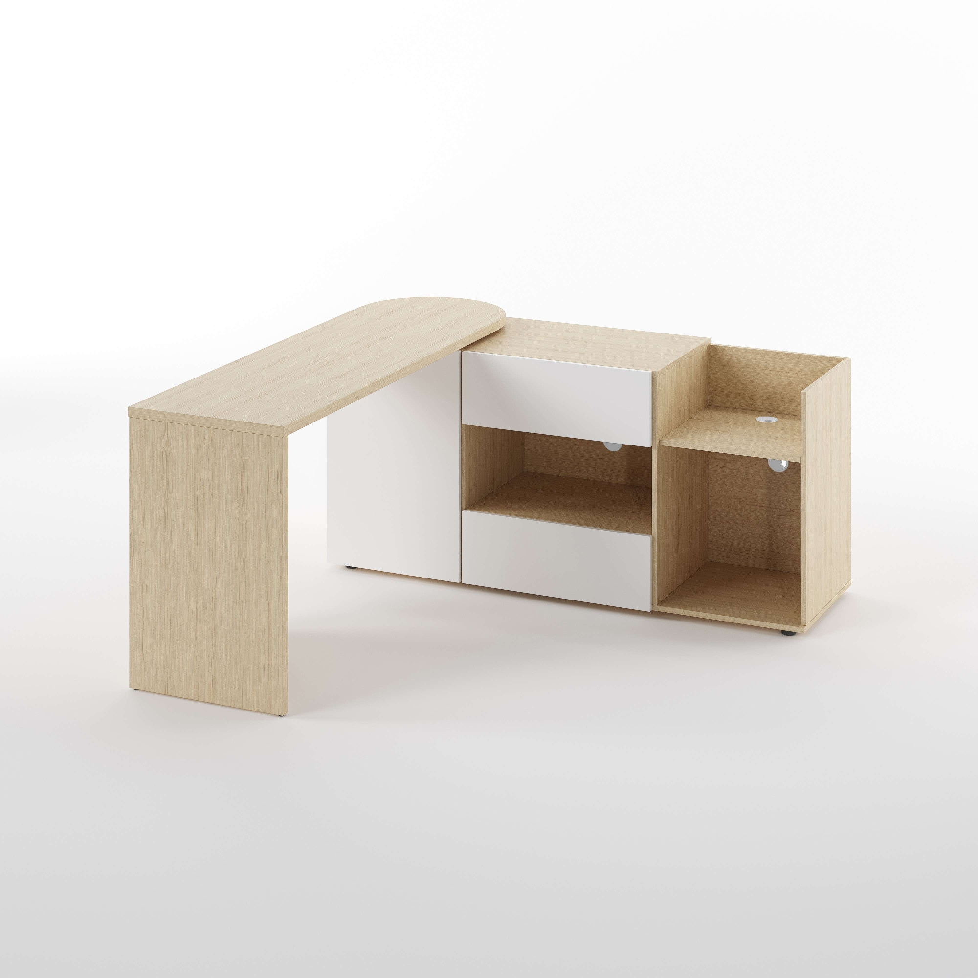 TemaHome Sekretär »ein Sideboard und Schreibtisch, ausziehbar, über Eck,«, mit 2 Schubladen, 1 Tür, offene Fächer, mit Kabeldurchführung