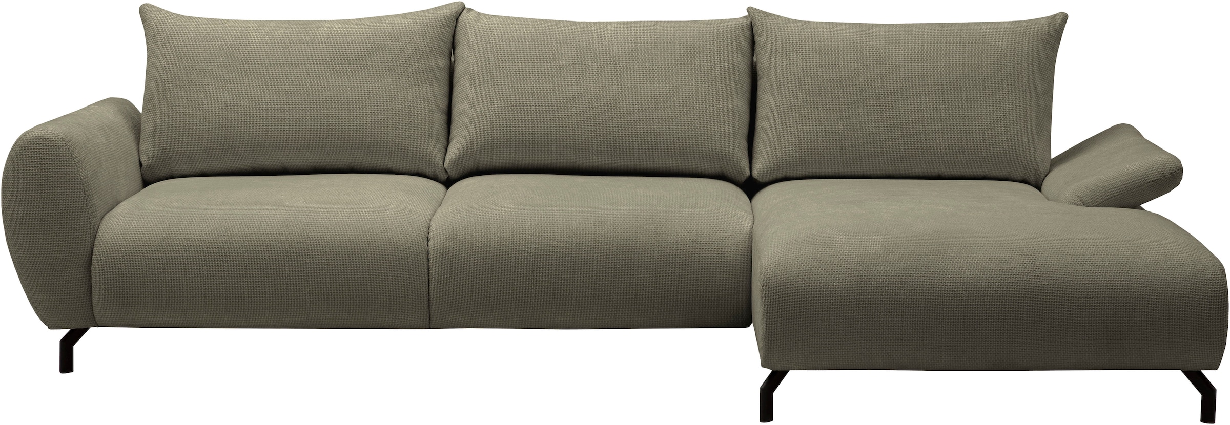 OTTO home Ecksofa »KELLIE, L-Form, 315 cm, verstellbare Armlehne, Metallfüße,« wahlweise Recamiere links o. rechts, Chenille-Stoff, hoher Sitzkomfort
