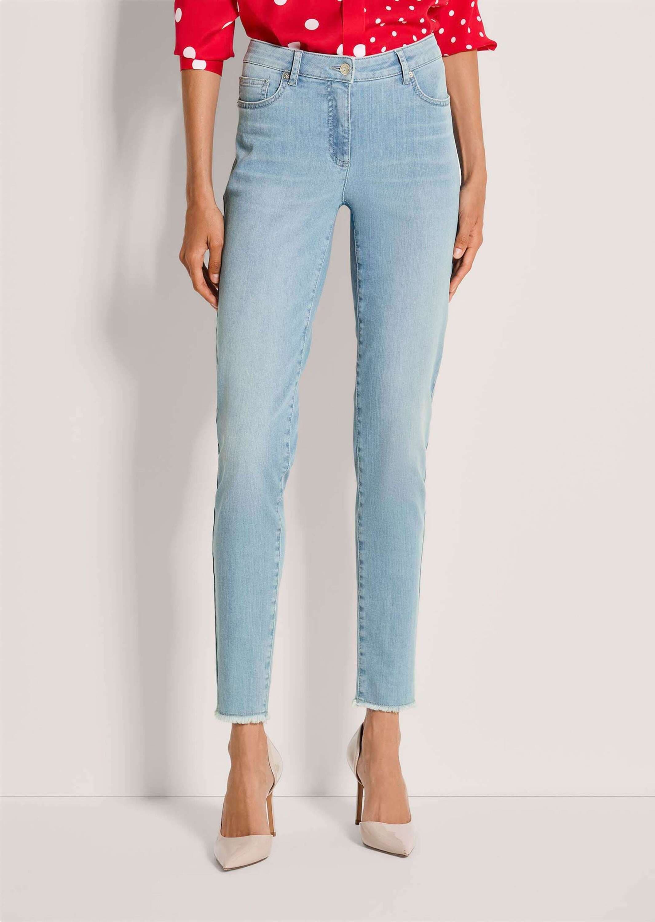 MADELEINE Regular-fit-Jeans »Jeans Skinnyjeans mit Formbund« Fransensaum