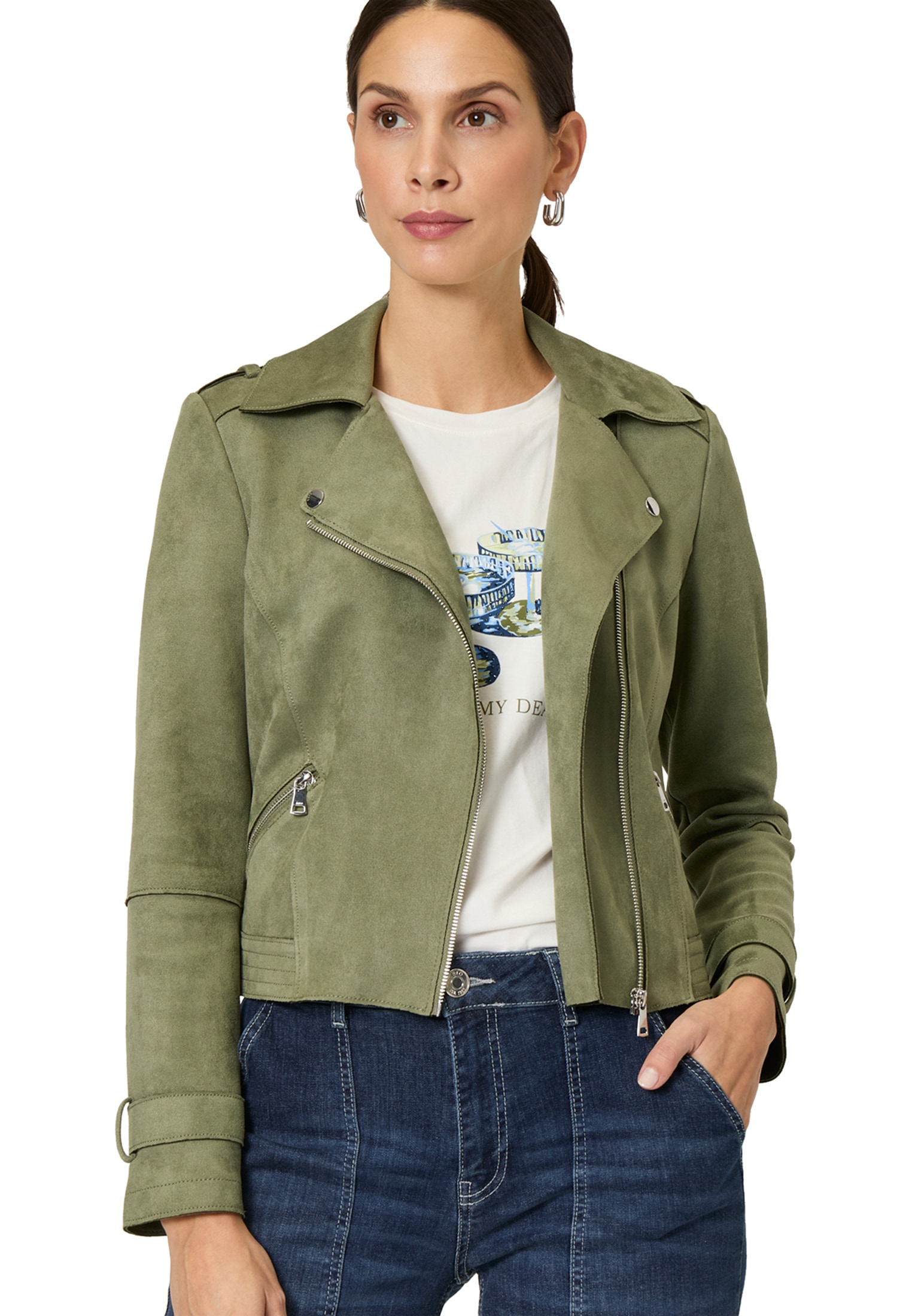 Zero Jackenblazer »Velourslederjacke mit Reißverschluss«