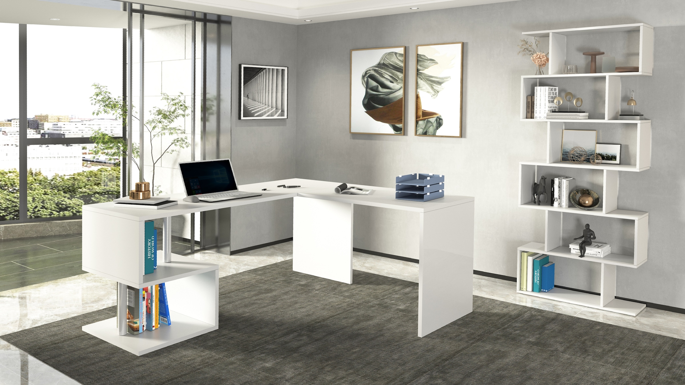 INOSIGN Eckschreibtisch »Esse, Schreibtisch im modernen Design«, mit oder ohne Monitoraufsatz Breite 180/160 cm, "Made in Italy"