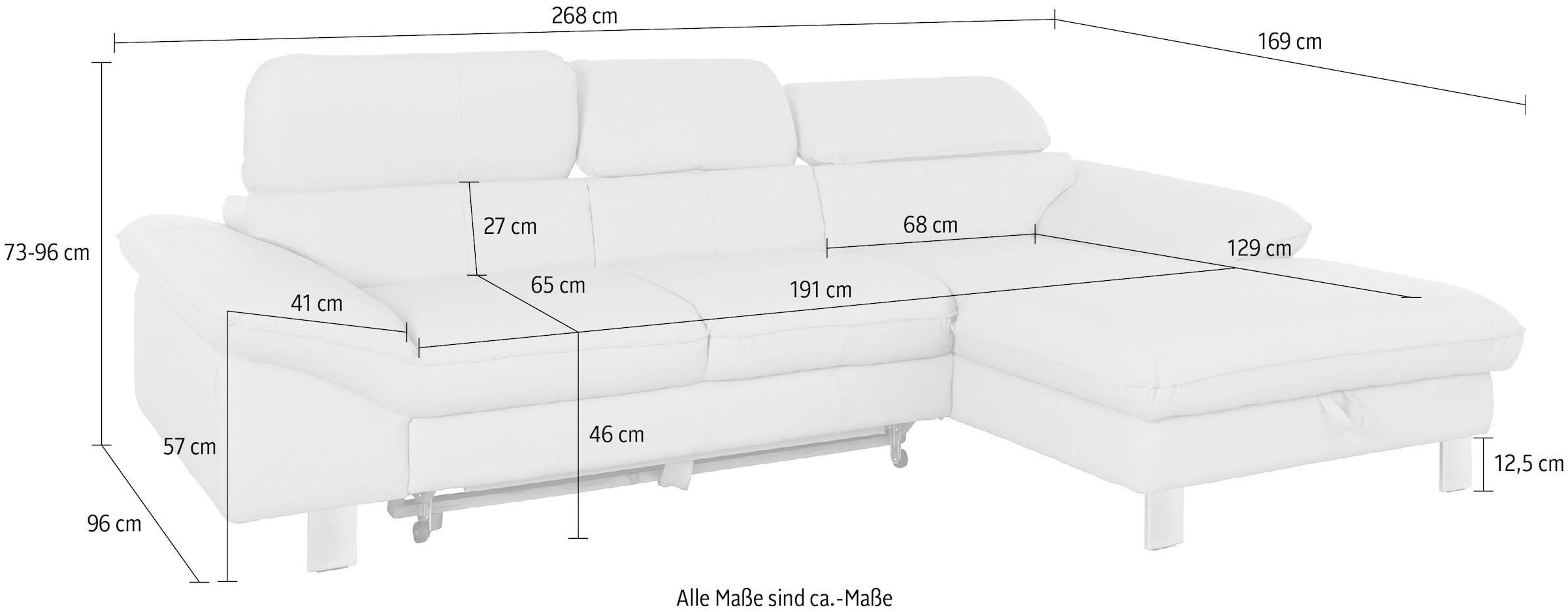 COTTA Ecksofa Driver, mit Kopfteilverstellung, wahlweise mit Bettfunktion