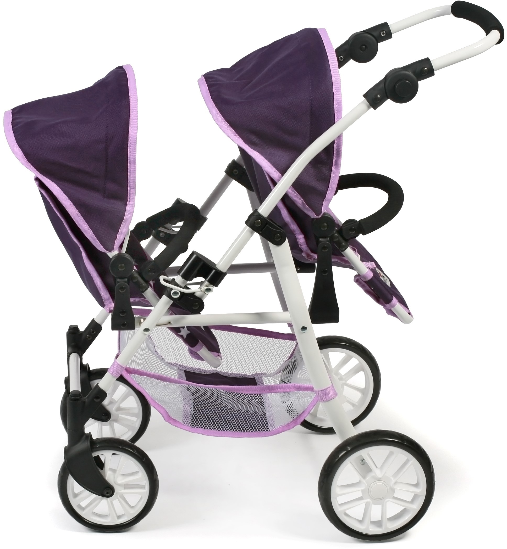 CHIC2000 Puppen-Zwillingsbuggy »Twinny, Stars Lila«, mit schwenkbaren Vorderrädern