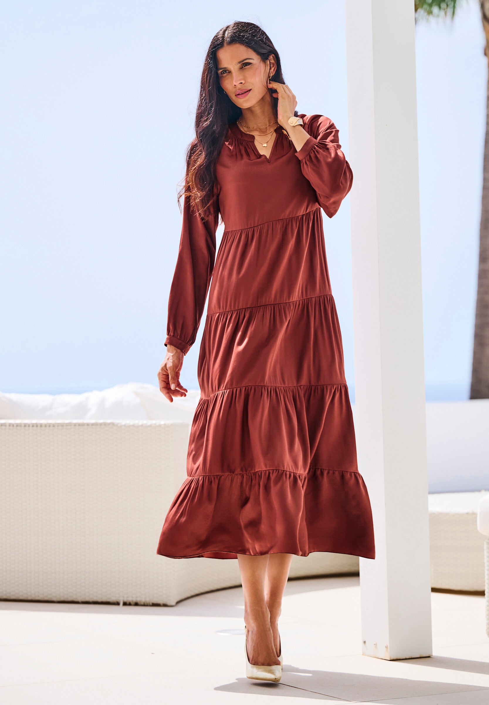heine Maxikleid »Kleid Webkleid im weichen Viskose-Mix« Ohne Taschen