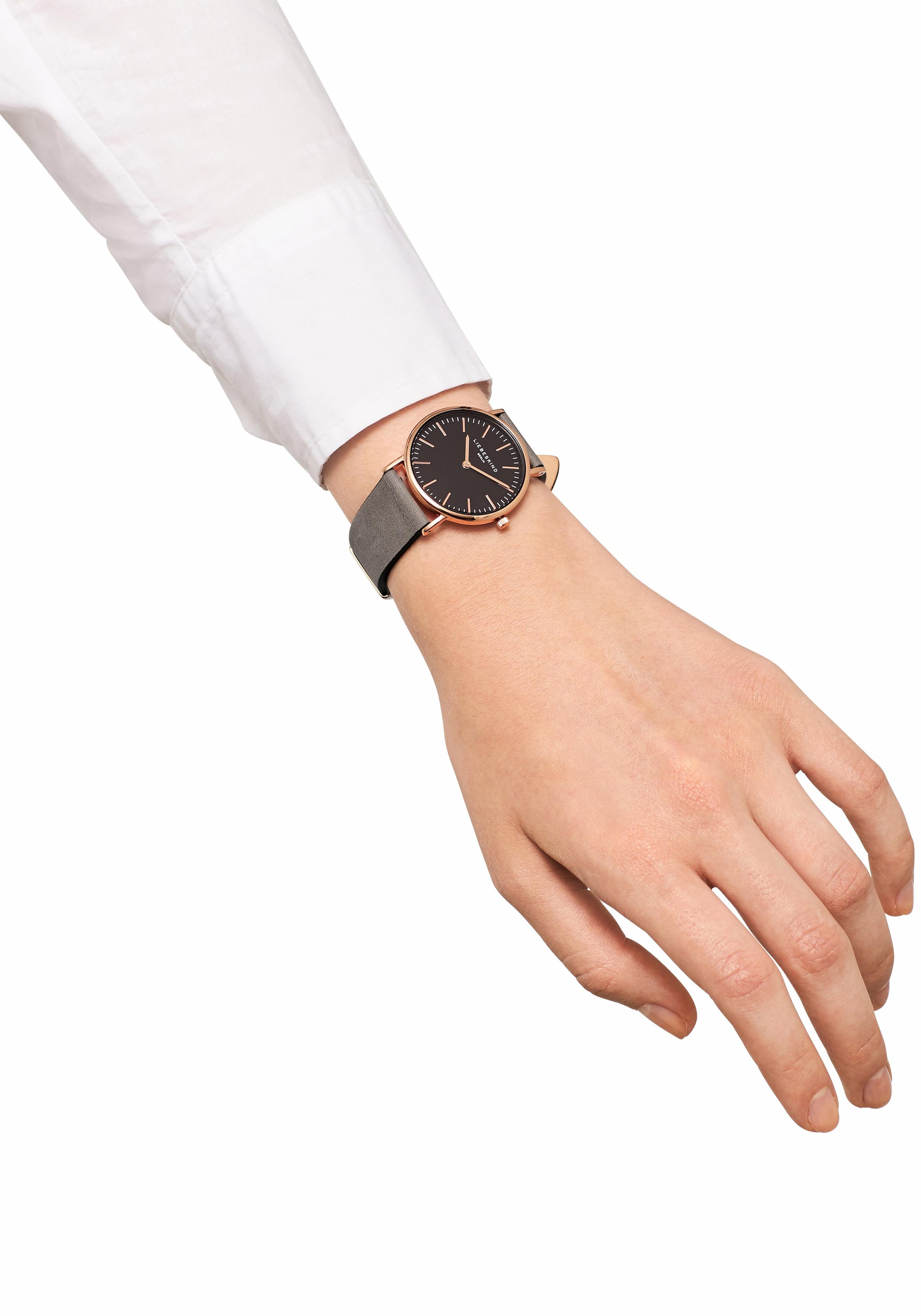Liebeskind Berlin Quarzuhr »New Case« Armbanduhr, Damenuhr, analog, Lederband