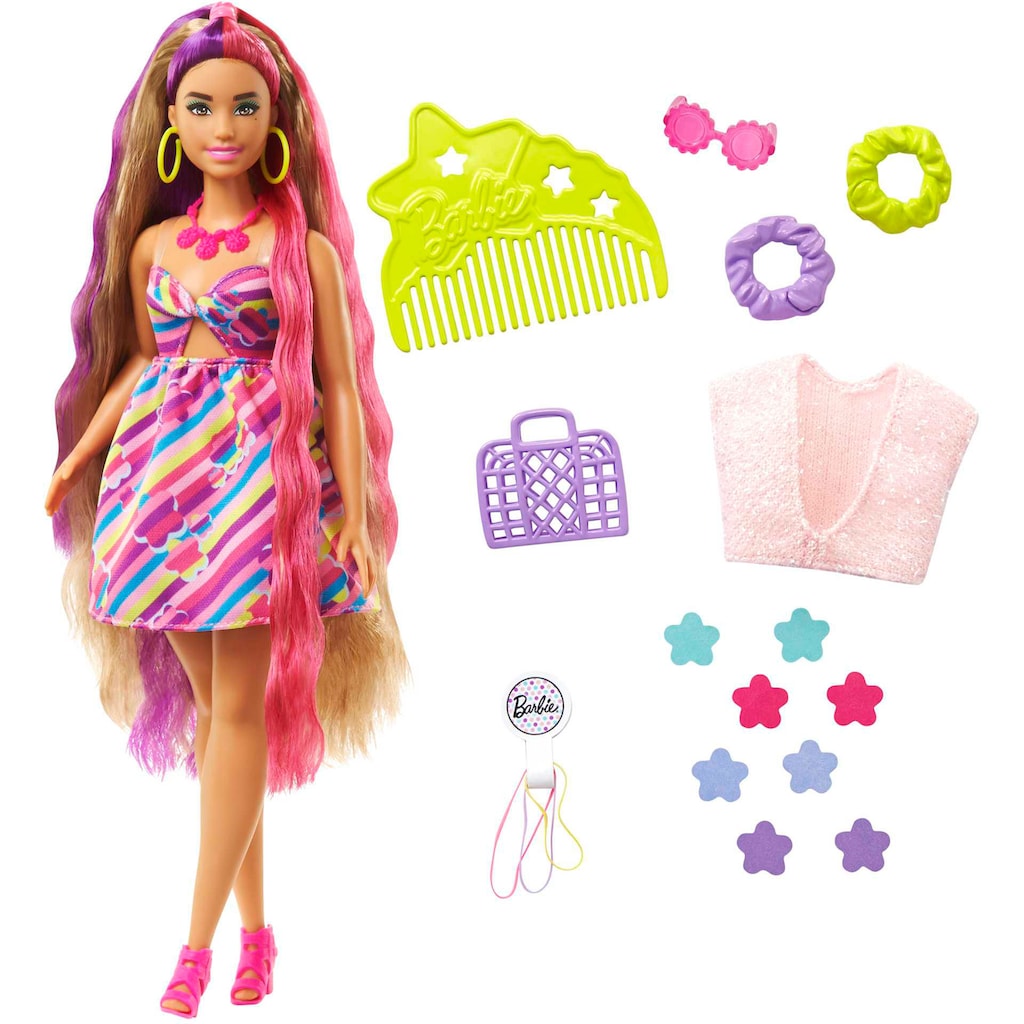 Barbie Anziehpuppe »Totally Hair, blond/pinke Haare«, inklusive Styling-Zubehör