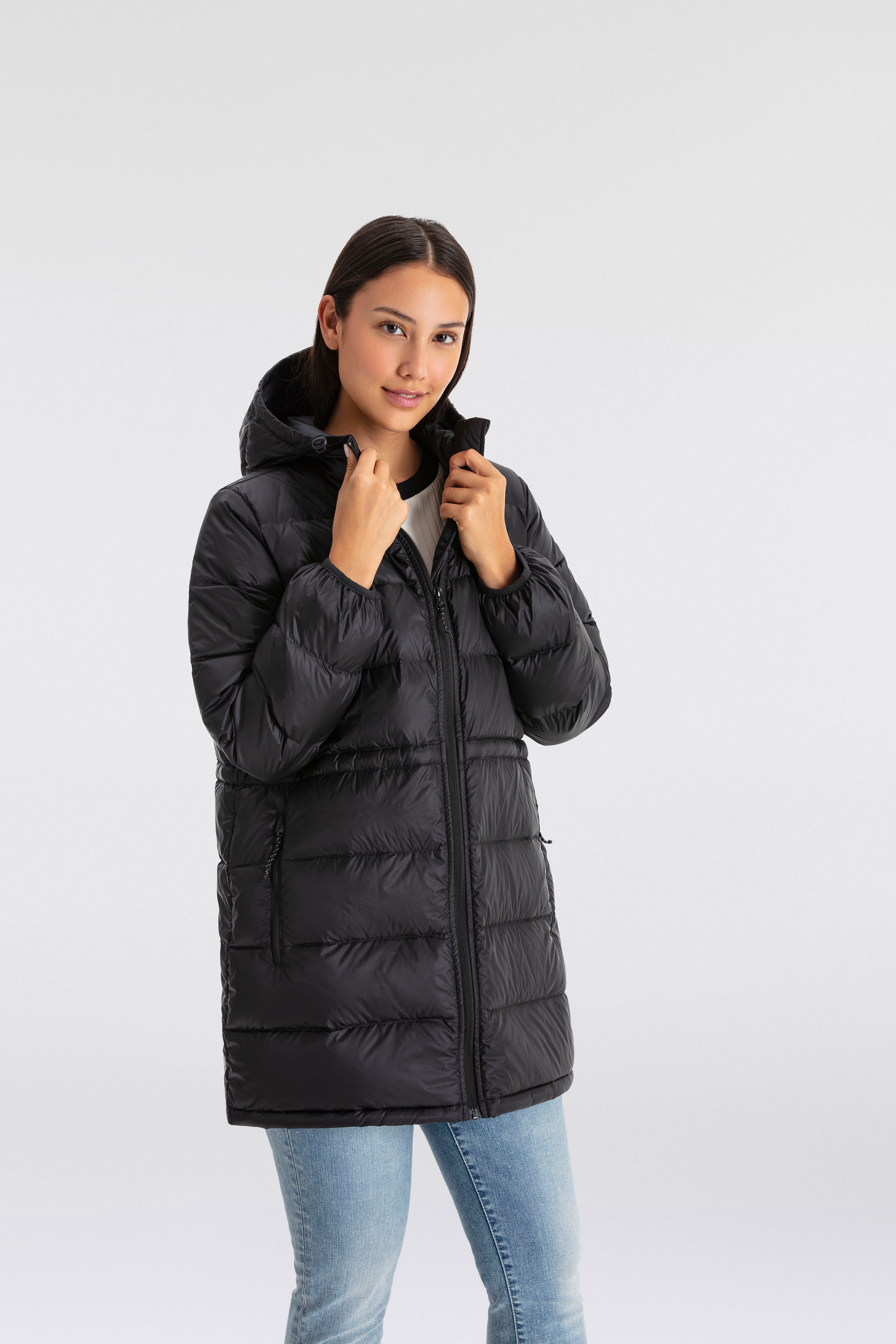 Steppjacke »POLLY MIDI PUFFER«, mit Kapuze, mit praktischen Taschen