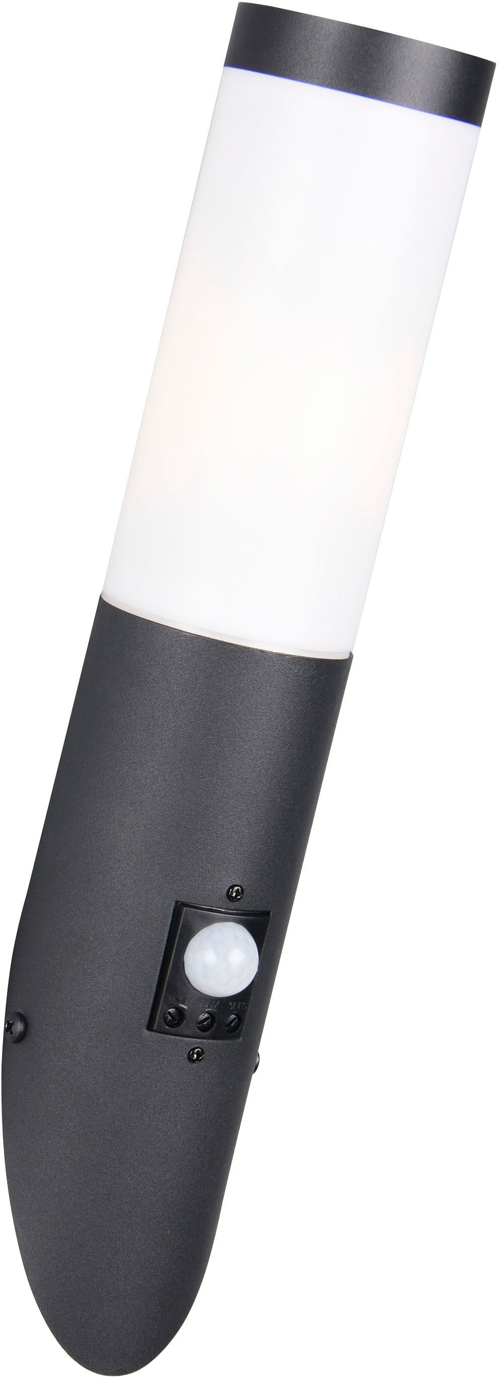 TRIO Leuchten Außen-Wandleuchte »TRIOTO, Outdoor Wandlampe Edelstahl, Wandfackel exkl 1x E27 max 25W« E27 1 Stk. warmweiß - kaltweiß röhrenförmige Hauswand Beleuchtung, Bewegungsmelder, IP44 39cm hoch