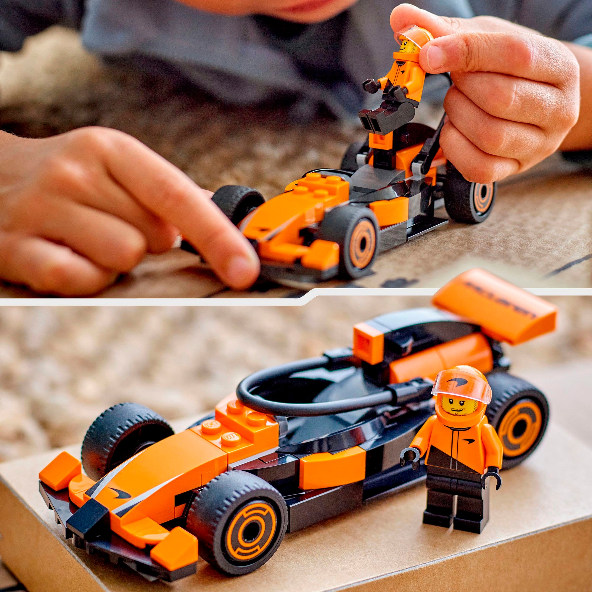 LEGO® Konstruktionsspielsteine »F1® Rennfahrer mit McLaren Rennauto (60442), LEGO City«, (86 St.), Made in Europe