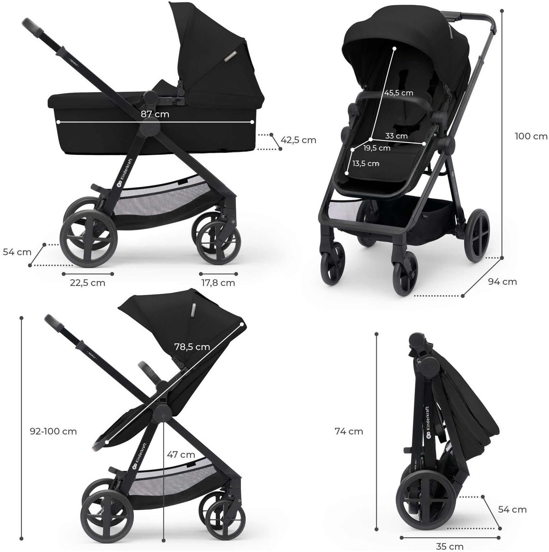 Kinderkraft Kombi-Kinderwagen »NEWLY 3IN1 MINK PRO«, 22 kg