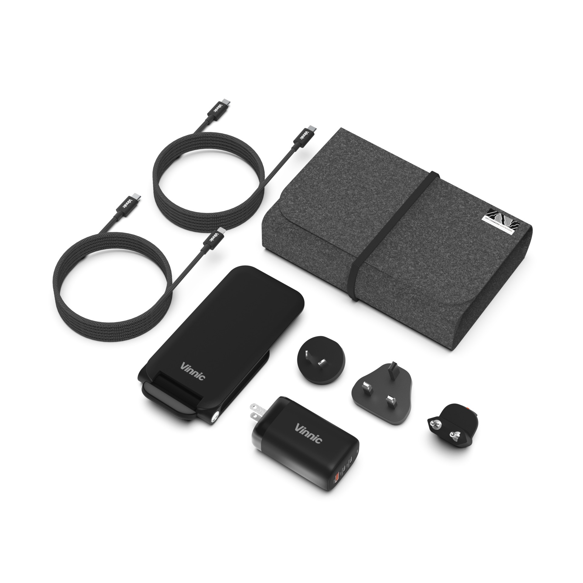 Vinnic USB-Ladegerät »TRIVOR 4-in-1 Travel Kit (65W, Dock, 2x 1.2m USB-C Kabel)«
