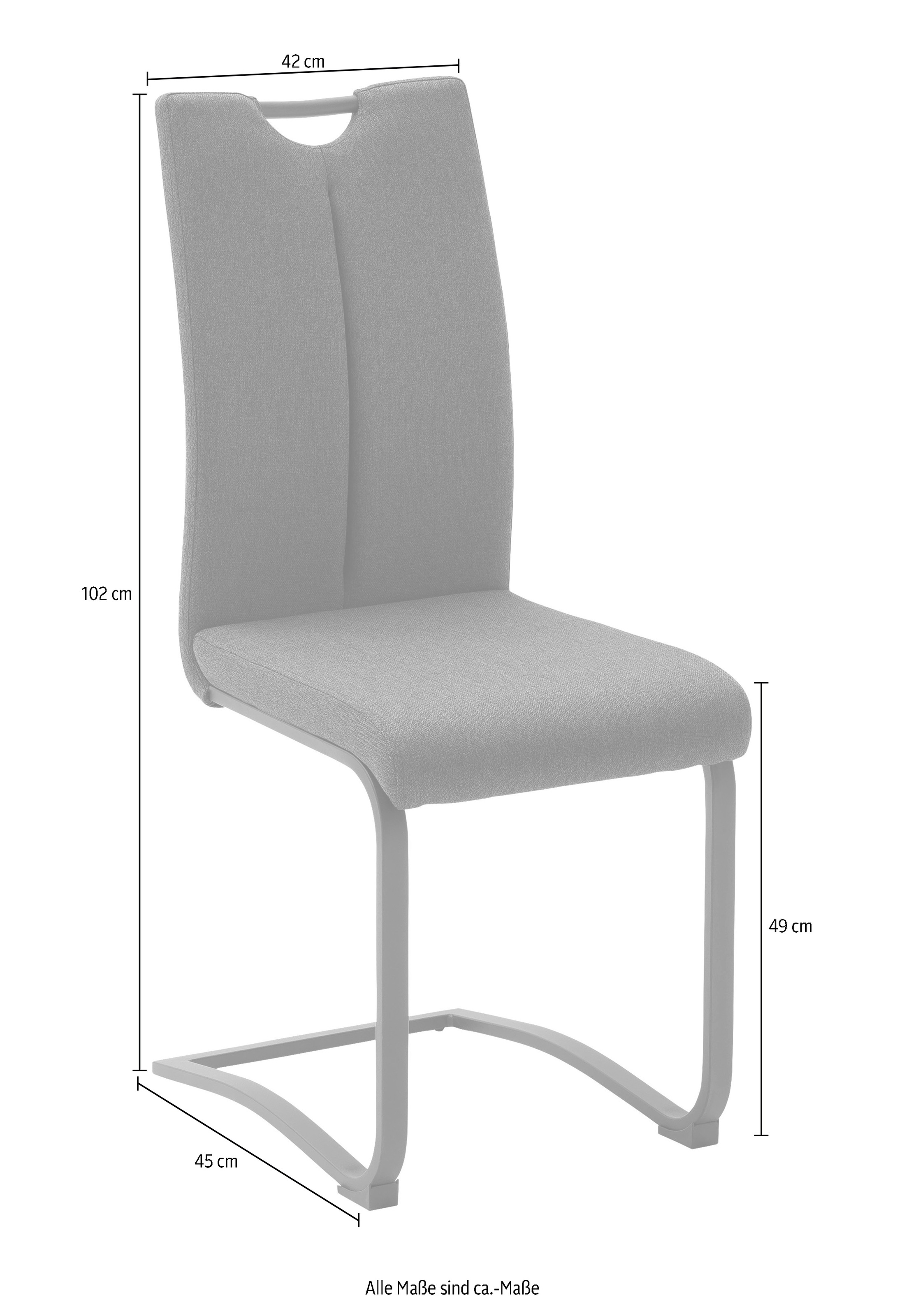 MCA furniture Freischwinger »Sambia«, (Set), 4 St., 4-er Set, Stuhl mit Stoffbezug und Griffloch, belastbar bis 120 kg