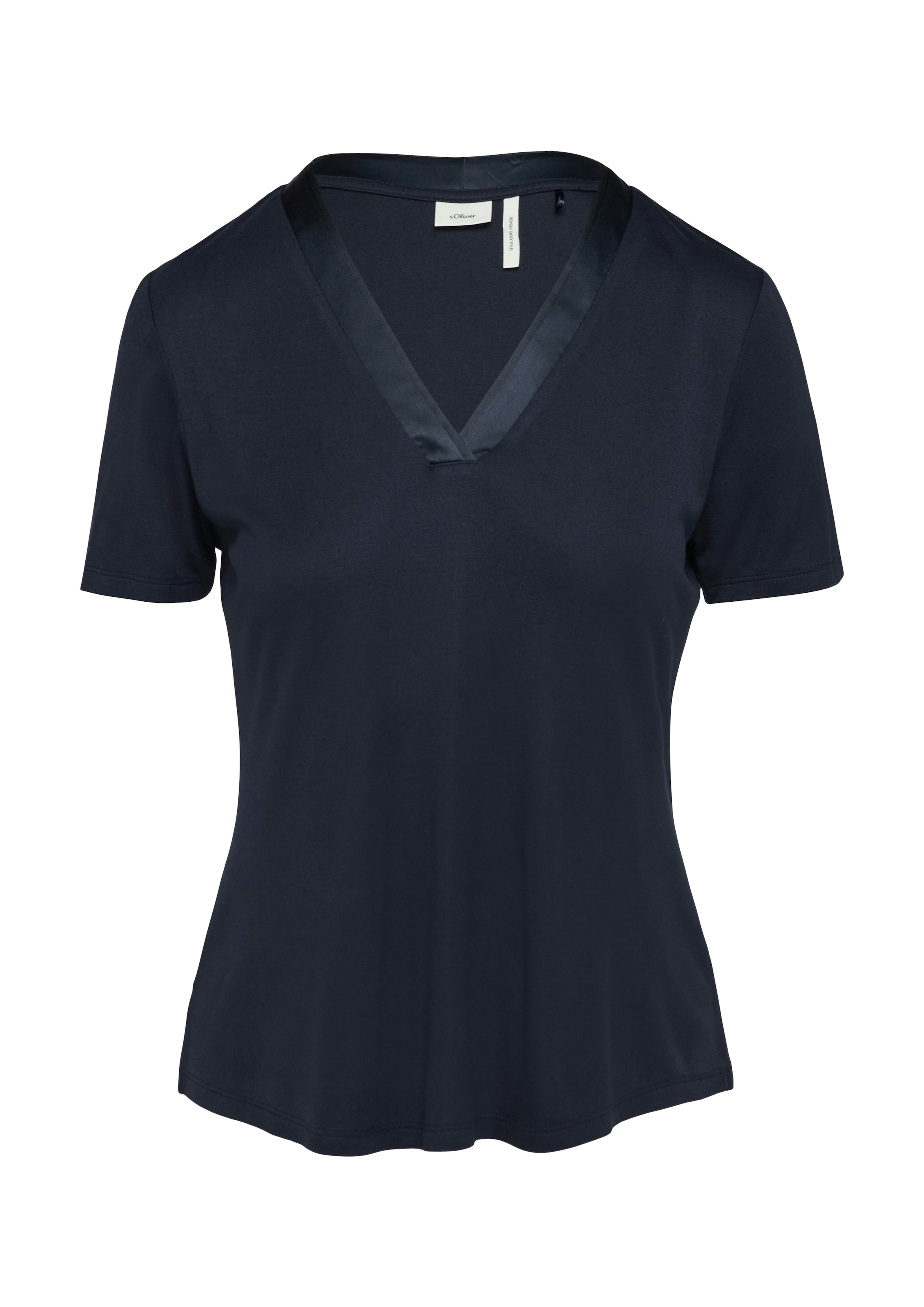 s.Oliver BLACK LABEL T-Shirt mit satiniertem V-Ausschnitt