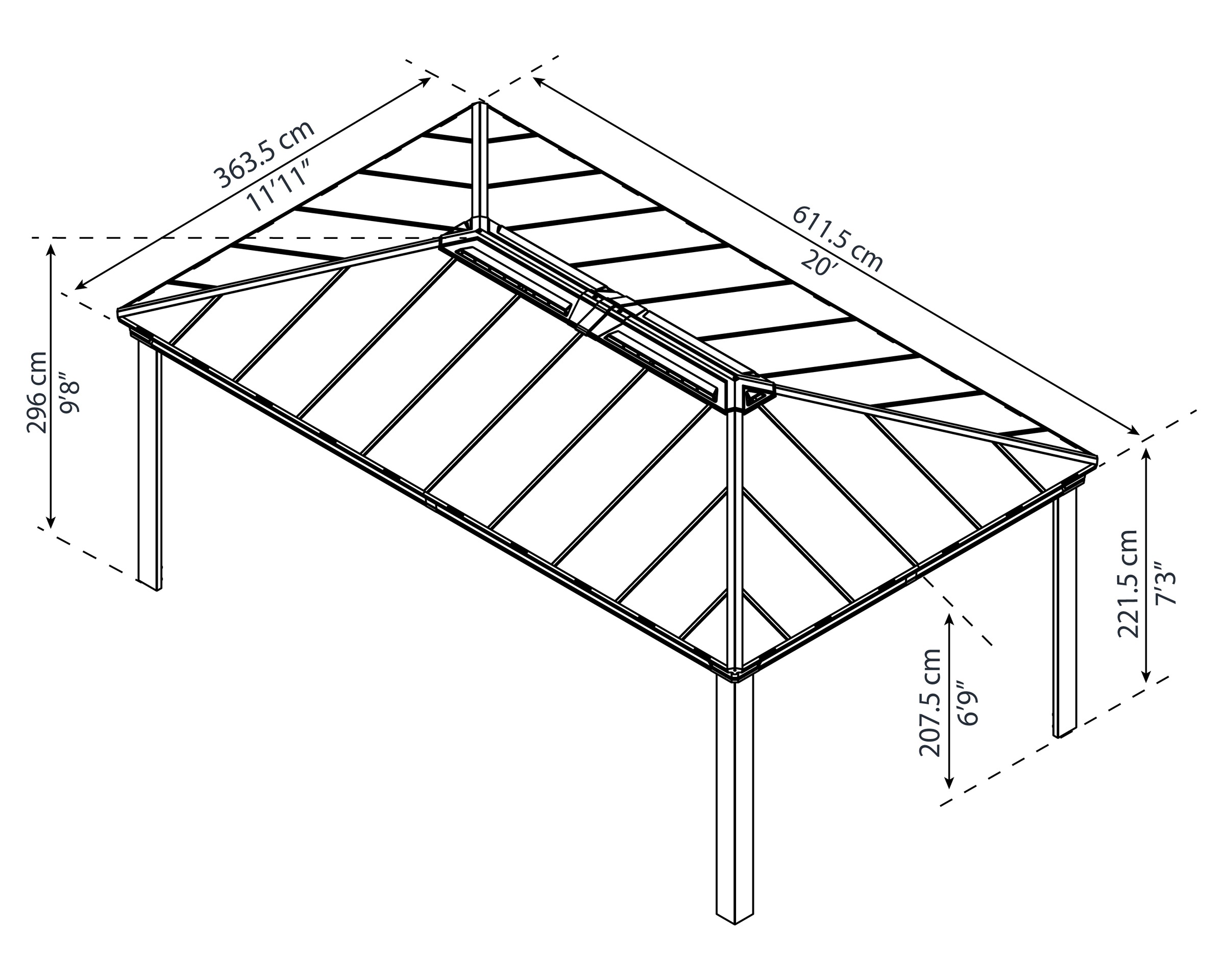 Palram - Canopia Pavillon »Dallas 6100«, BxTxH: 364x612x296 cm