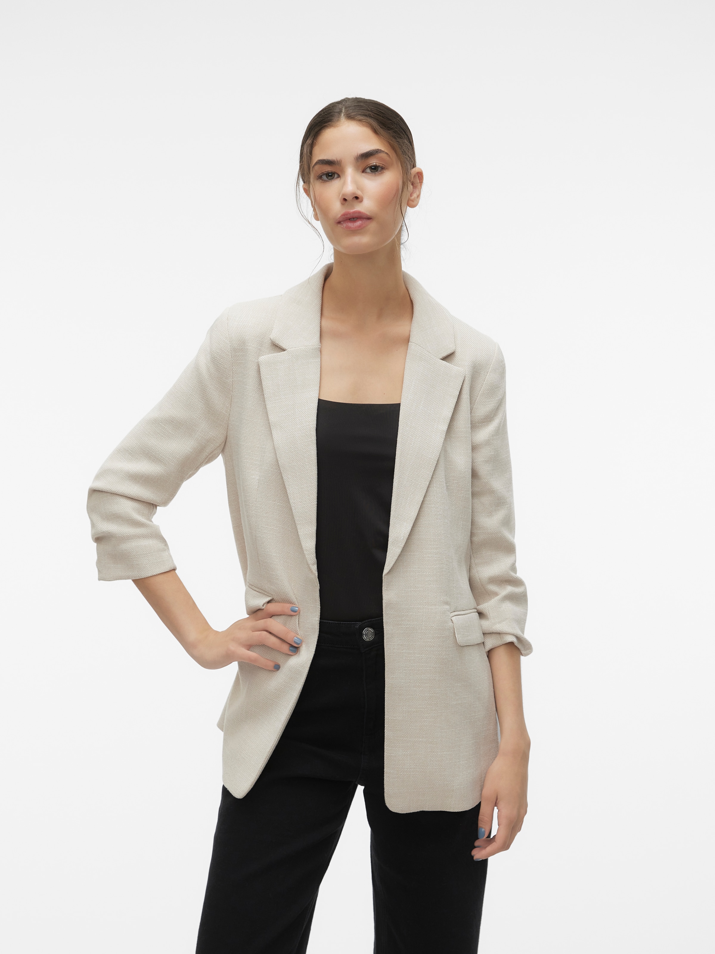 Vero Moda Longblazer »VMFRIDA LS REGULAR BLAZER NOOS«, ohne Verschluss und mit gerafften 3/4 Arm