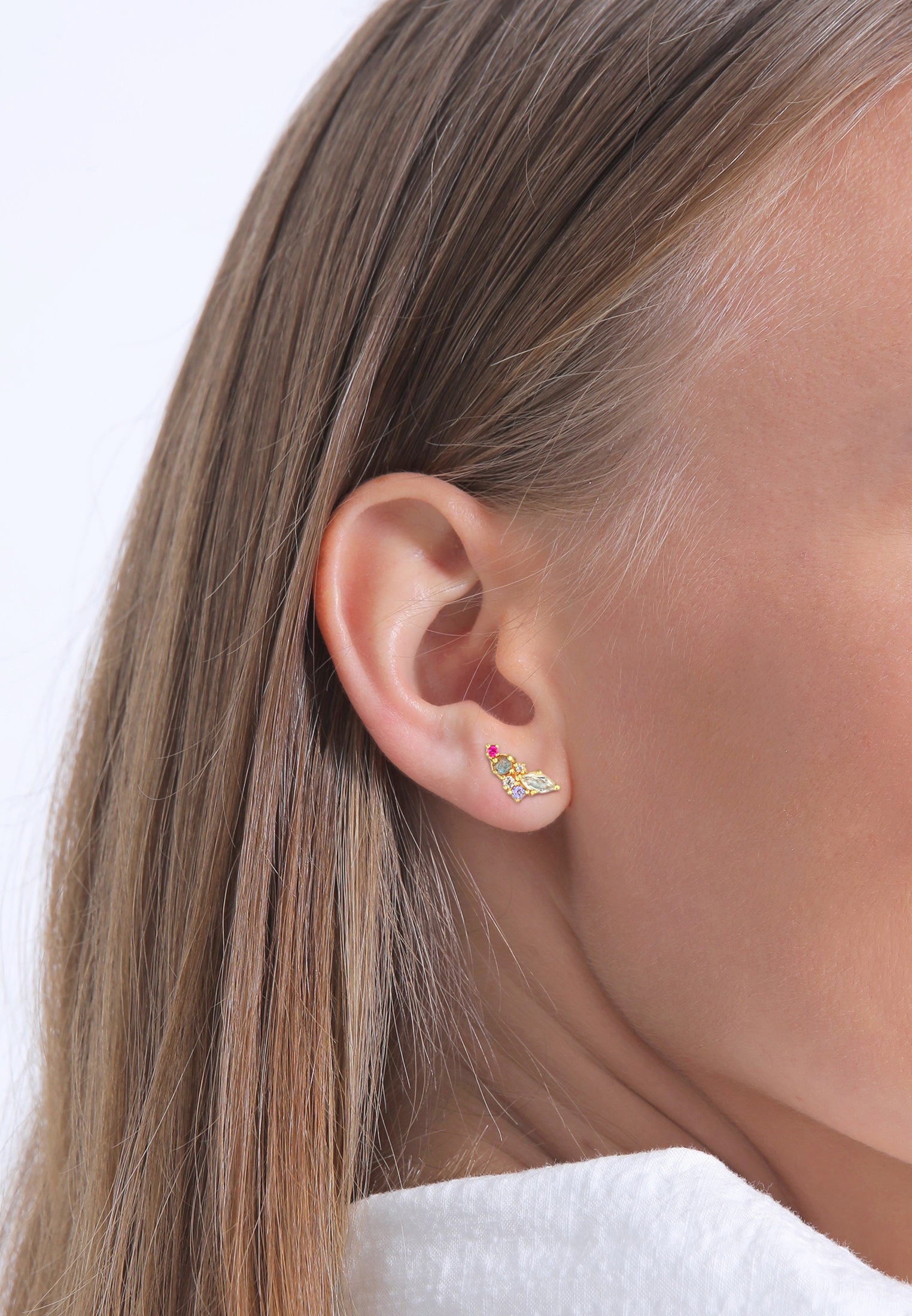 Elli Premium Paar Ohrstecker »Ohrringe Set Labradorite Topas Edelstein Mix 925 Silber«