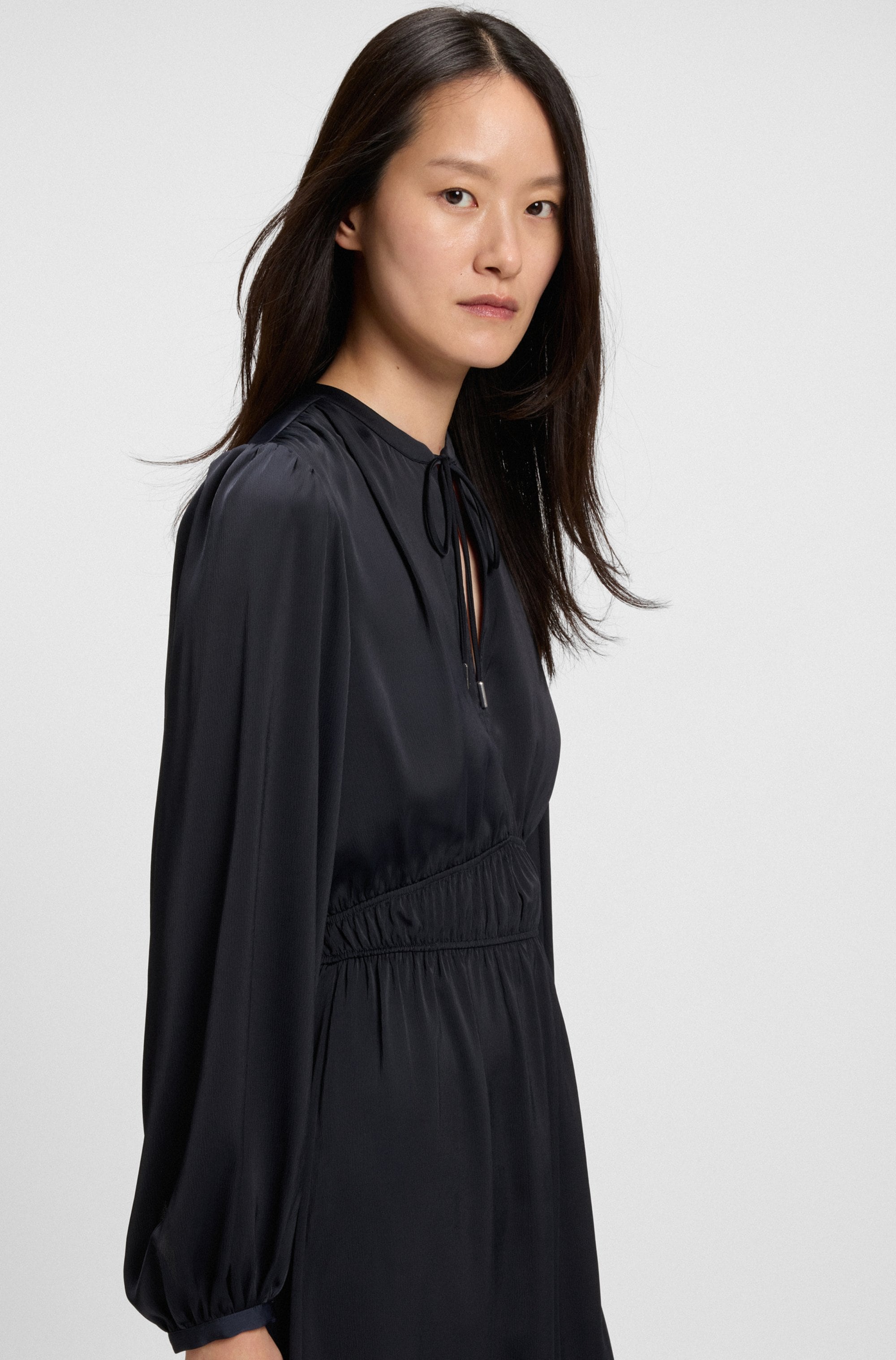 BOSS ORANGE Satinkleid »DECLY Premium Damenmode«, mit Raffungen